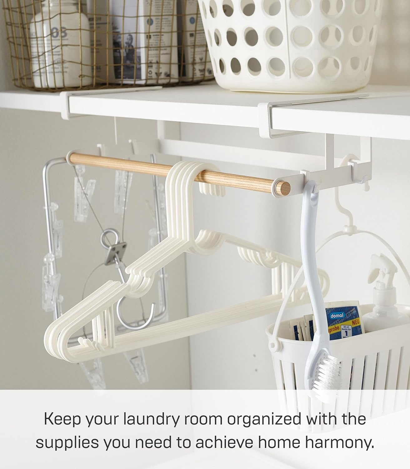 image:imageYAMAZAKI Home Tosca UnderShelf Hanger Holder Laundry Hanging Storage Rack Organizer Steel WoodOne Size
