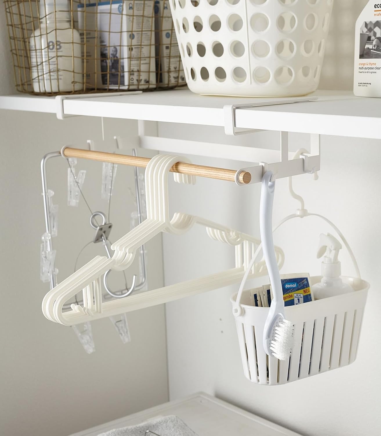image:imageYAMAZAKI Home Tosca UnderShelf Hanger Holder Laundry Hanging Storage Rack Organizer Steel WoodOne Size