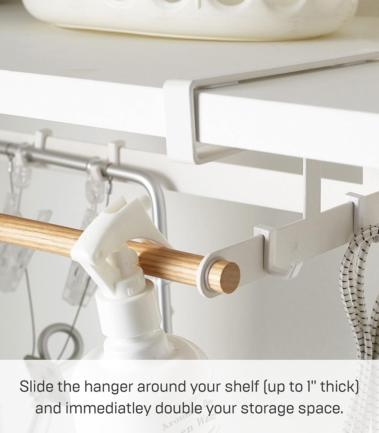 image:imageYAMAZAKI Home Tosca UnderShelf Hanger Holder Laundry Hanging Storage Rack Organizer Steel WoodOne Size
