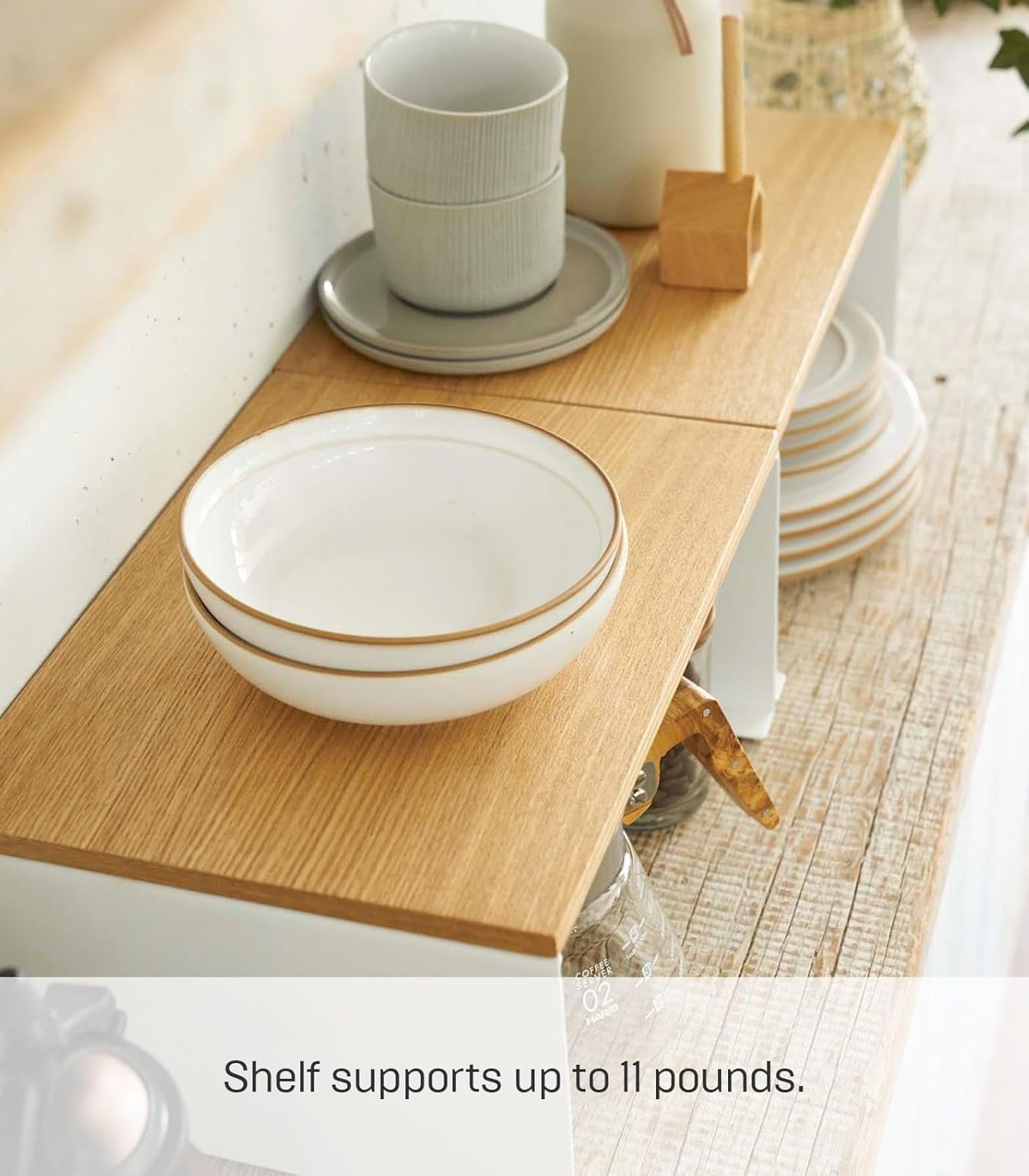 image:imageYAMAZAKI Home Tosca WoodTop Stackable Kitchen Rack Modern Counter Shelf Organizer Large Steel Wood Stack Up to TwoLarge