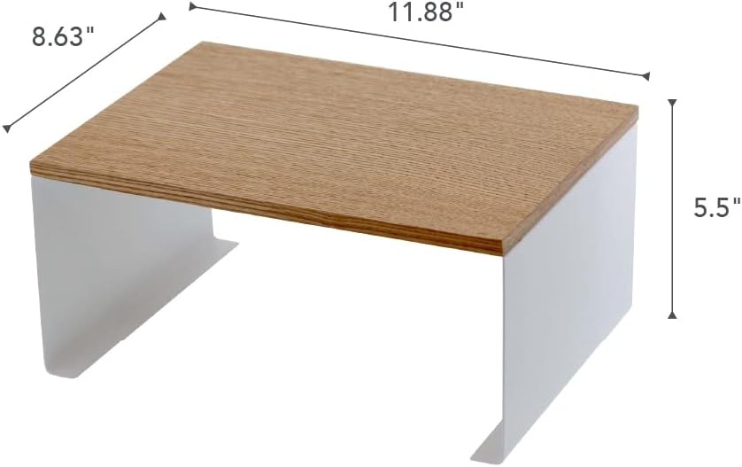 image:imageYAMAZAKI Home Tosca WoodTop Stackable Kitchen Rack Modern Counter Shelf Organizer Large Steel Wood Stack Up to TwoLarge