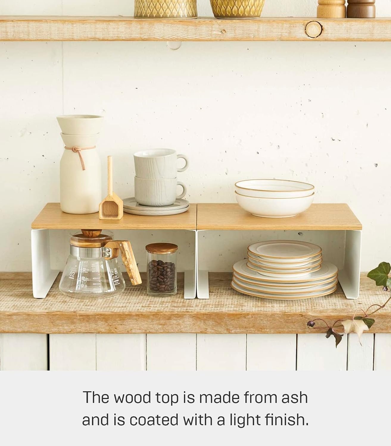 image:imageYAMAZAKI Home Tosca WoodTop Stackable Kitchen Rack Modern Counter Shelf Organizer Large Steel Wood Stack Up to TwoLarge Pack of 12
