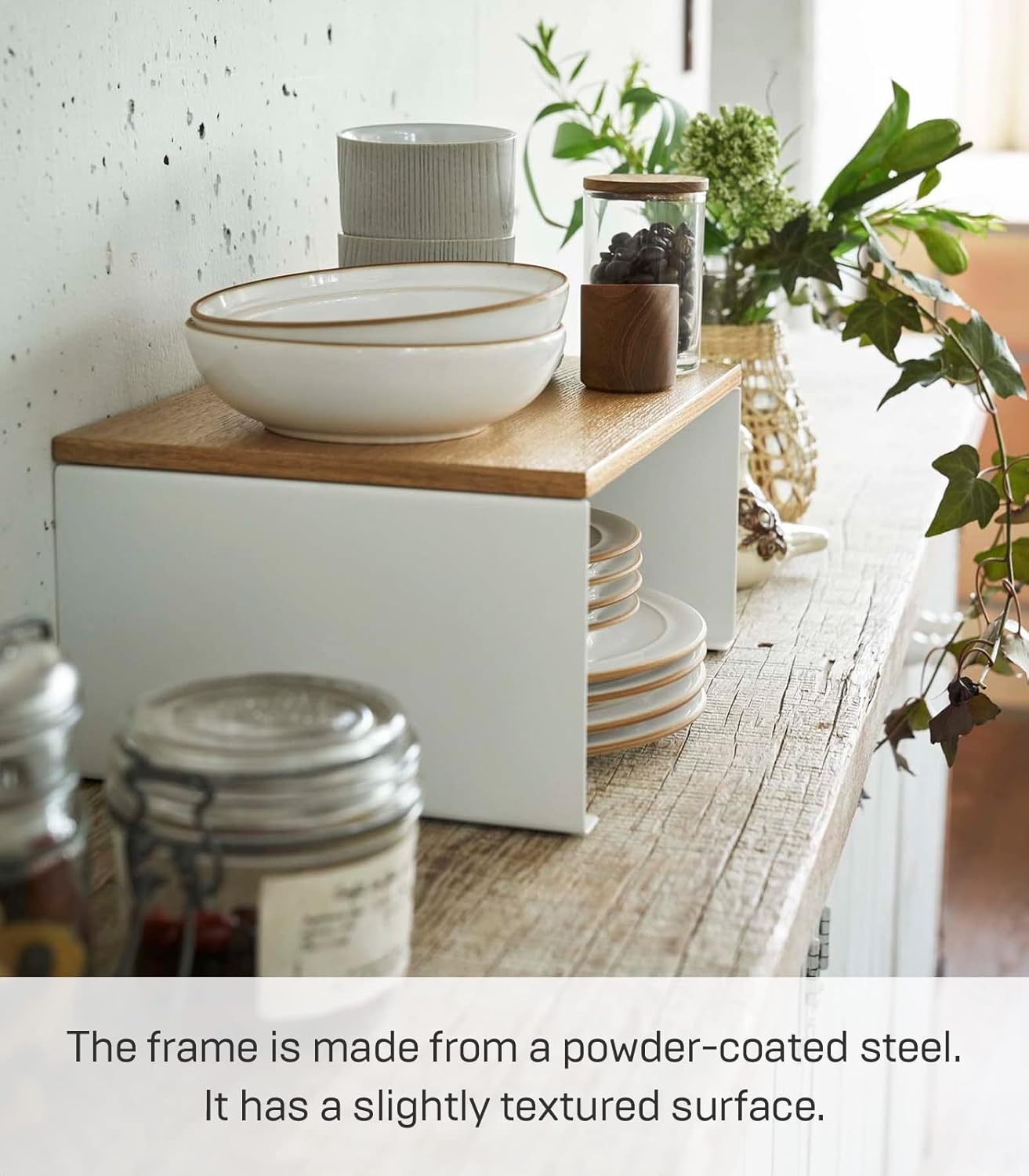 image:imageYAMAZAKI Home Tosca WoodTop Stackable Kitchen Rack Modern Counter Shelf Organizer Large Steel Wood Stack Up to TwoLarge Pack of 12
