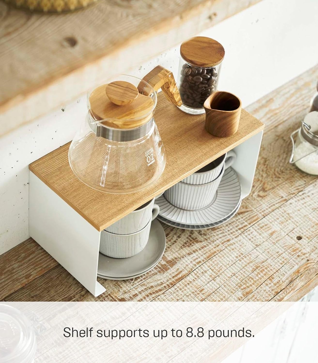 image:imageYAMAZAKI Home Tosca WoodTop Stackable Kitchen Rack Modern Counter Shelf Organizer Large Steel Wood Stack Up to TwoSmall