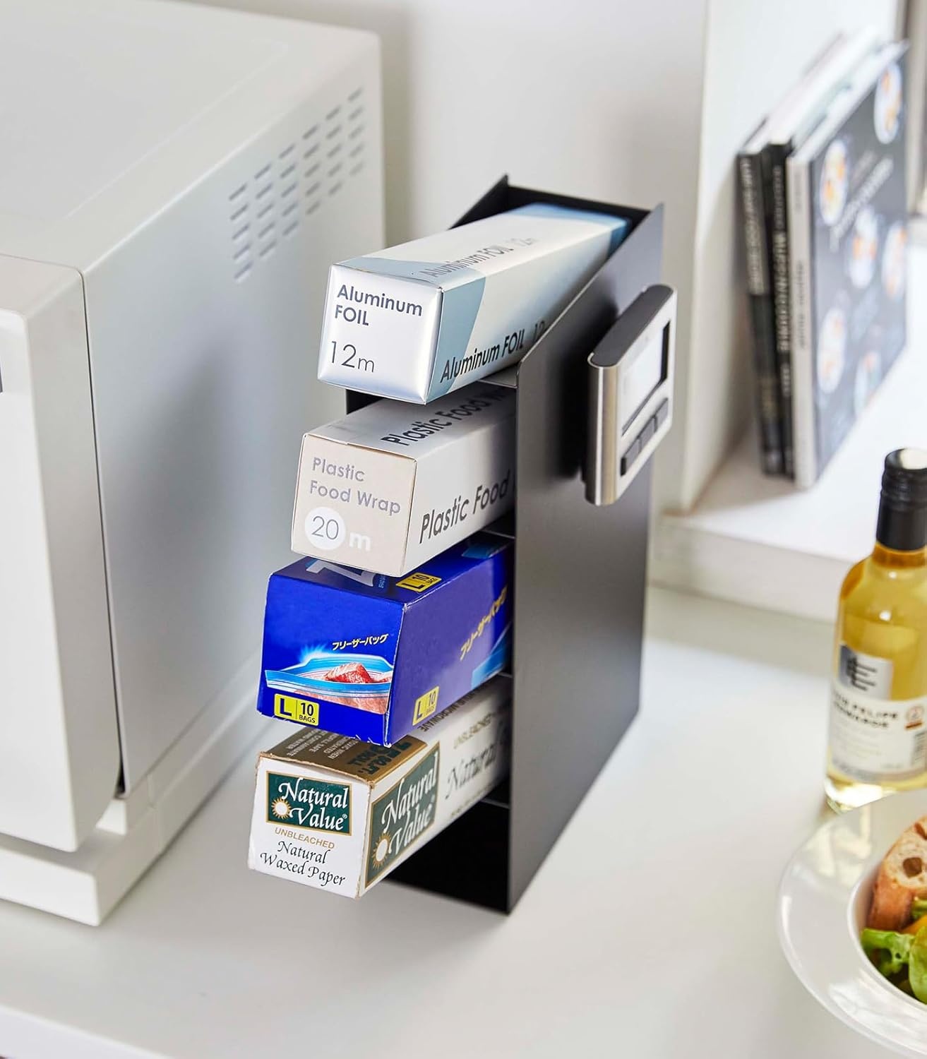 image:imageYAMAZAKI Home Tower 4Tier Plastic Food Wrap Or Aluminum Foil Organizer Metal Kitchen Storage Holder Steel