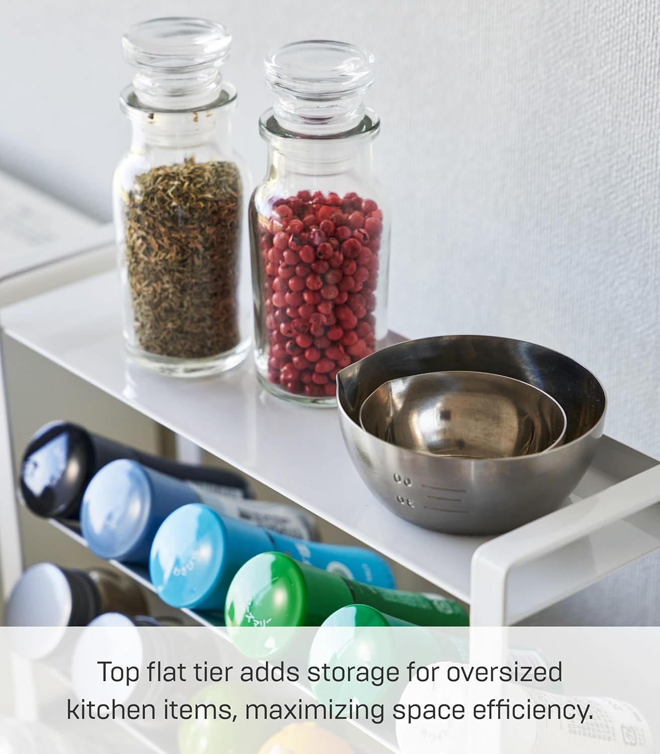 image:imageYAMAZAKI Home Tower 4Tier Slim Spice Rack Organizer Large Capacity Angled Shelves Flat Top Tier Ideal For Countertops And Stove Sides Steel