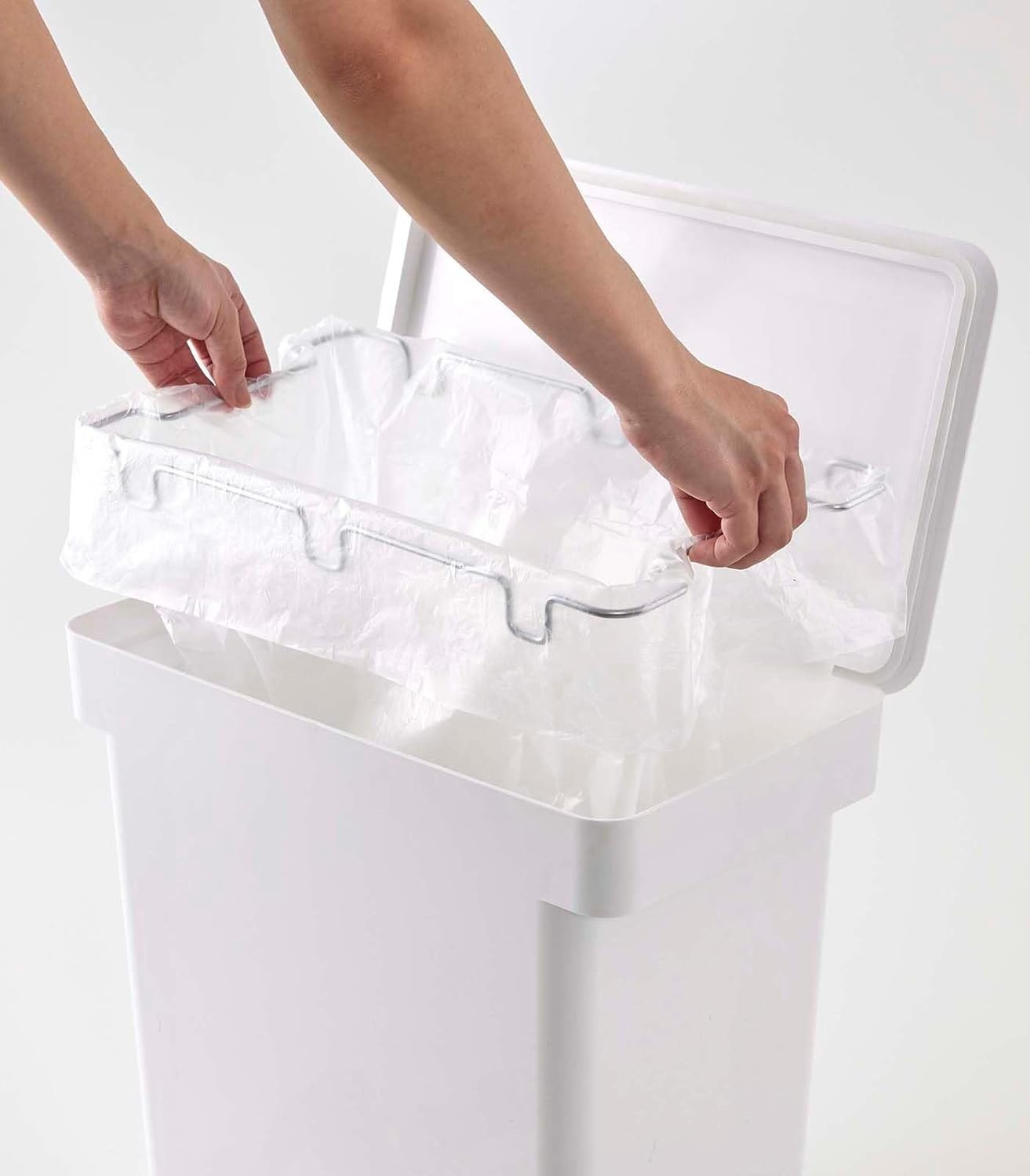 image:imageYAMAZAKI Home Tower 65 Gallon Rolling Trash Can Dual Compartment Kitchen Odor Free Garbage Can Recycling Bin with Handles Polypropylene 66 Gallons 25 LitersWhite