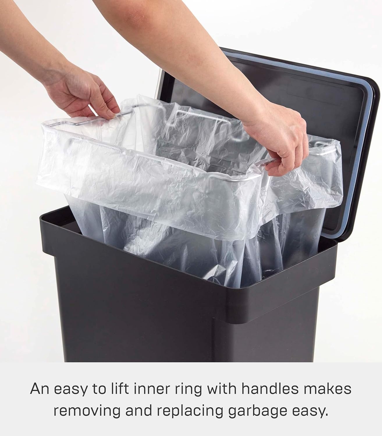 image:imageYAMAZAKI Home Tower 65 Gallon Rolling Trash Can Dual Compartment Kitchen Odor Free Garbage Can Recycling Bin with Handles Polypropylene 66 Gallons 25 LitersBlack