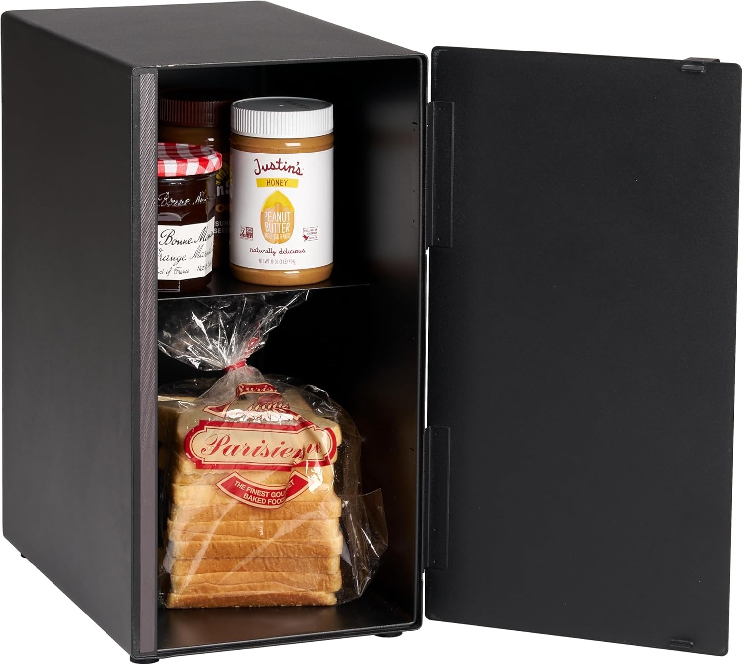 image:imageYAMAZAKI Home Tower Bread Box Keeper Holder Container Metal Bread Holder Saver Slim Space Saving Counter Storage Horizontal SteelBlack