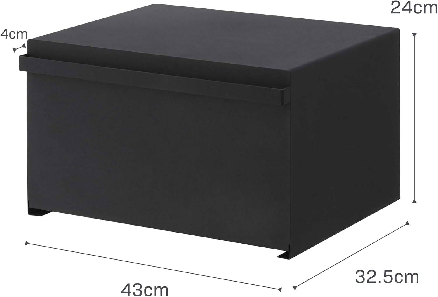 image:imageYAMAZAKI Home Tower Bread Box Keeper Holder Container Metal Bread Holder Saver Slim Space Saving Counter Storage Horizontal SteelBlack
