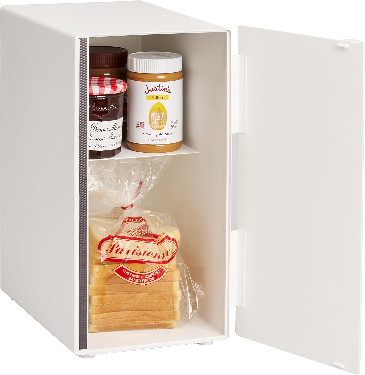 image:imageYAMAZAKI Home Tower Bread Box Keeper Holder Container Metal Bread Holder Saver Slim Space Saving Counter Storage Horizontal SteelWhite