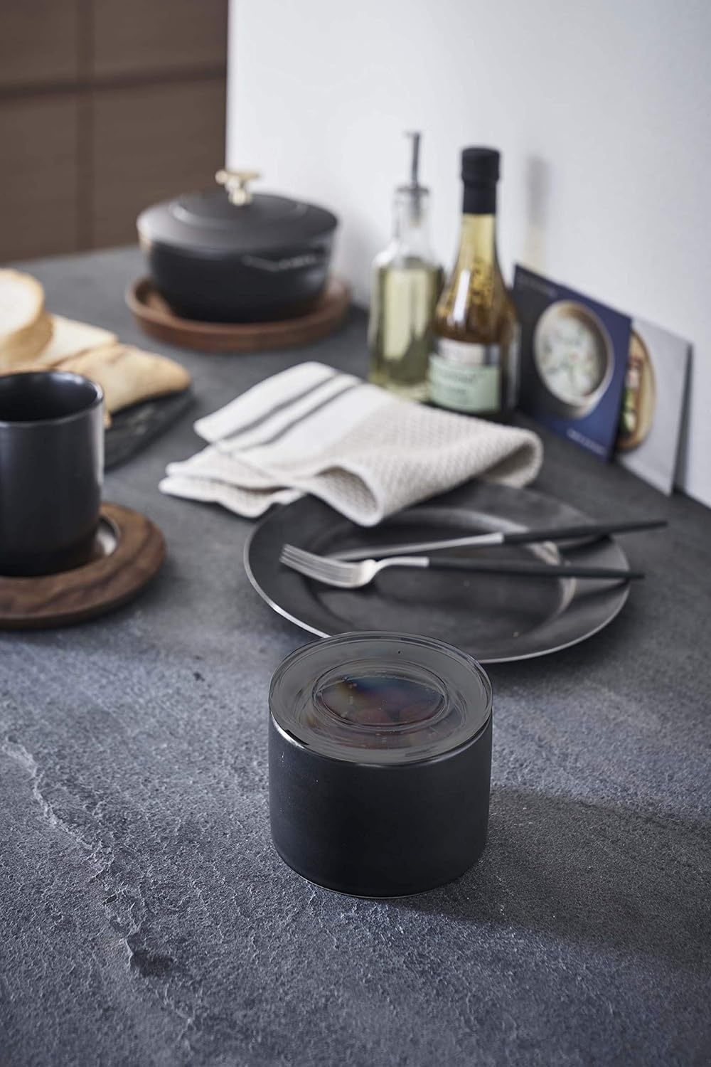 image:imageYAMAZAKI Home Tower Ceramic Food Storage ContrainersCanisters With Airtight Lid Small 1 Cup 240 MillilitersBlack