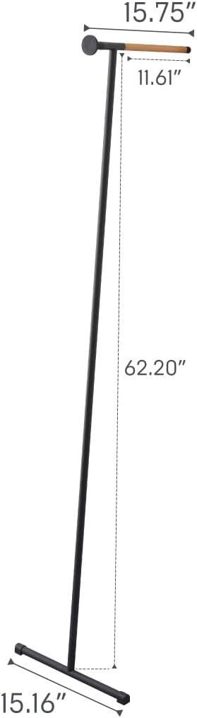 image:imageYAMAZAKI Home Tower Clothes Ironer Steamer Hanger Drying Rack Wall Leaning Stand for Clothing Bags Or Hats 64 Steel WoodBlack