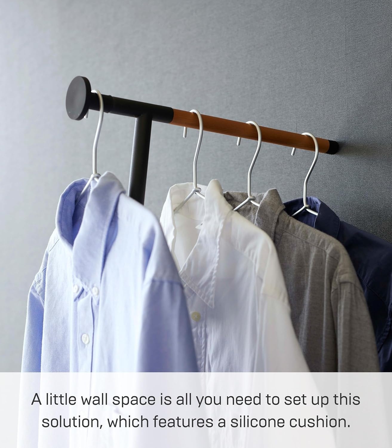 image:imageYAMAZAKI Home Tower Clothes Ironer Steamer Hanger Drying Rack Wall Leaning Stand for Clothing Bags Or Hats 64 Steel WoodBlack