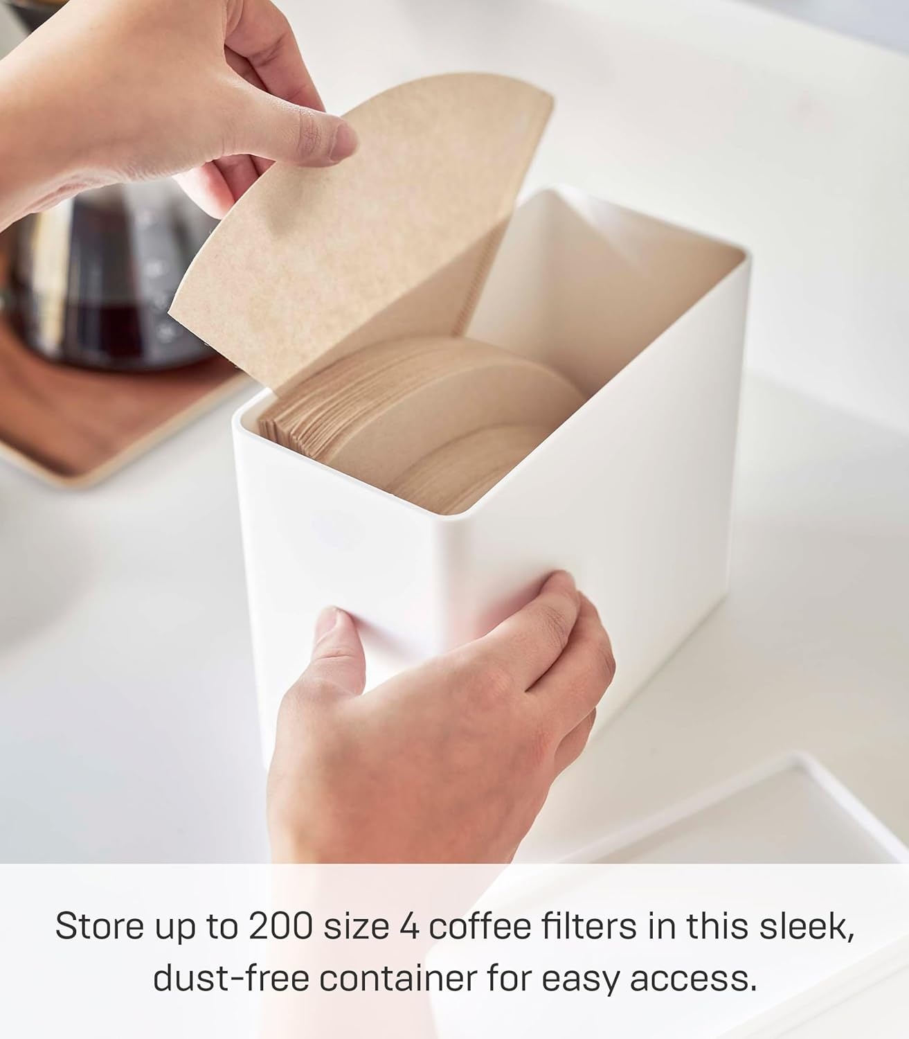 image:imageYAMAZAKI Home Tower Coffee Filter Holder Cone Filter Or Coffee Pod Storage Container Case Polypropylene White