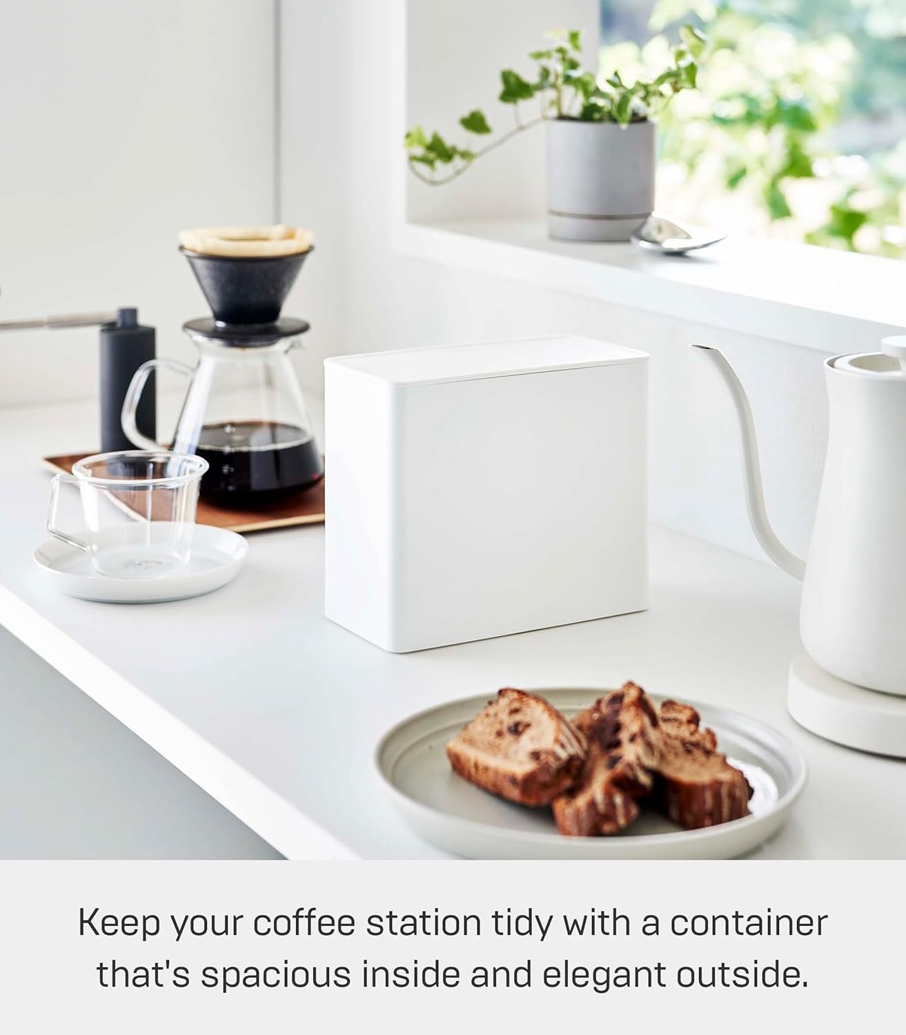 image:imageYAMAZAKI Home Tower Coffee Filter Holder Cone Filter Or Coffee Pod Storage Container Case Polypropylene White