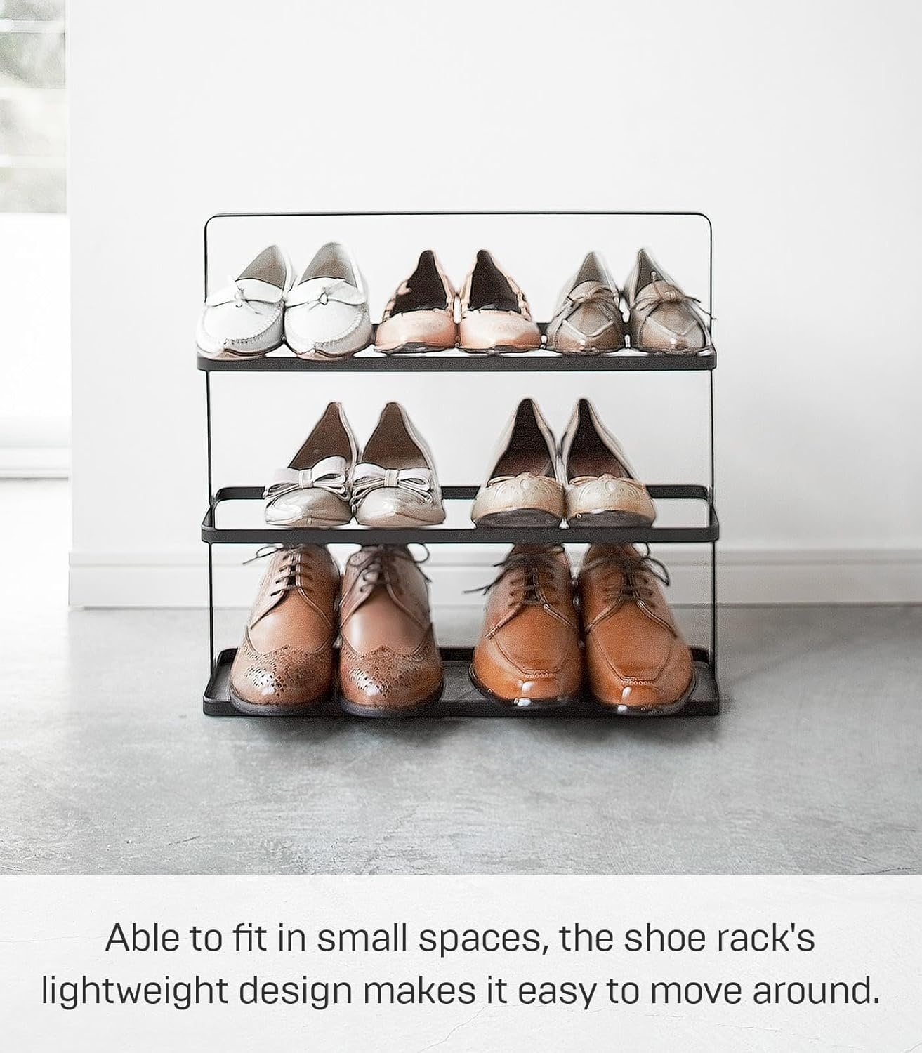 image:imageYAMAZAKI Home Tower Compact Modern Metal Shoe Rack Short 18 Steel Holds 6 To 9 Shoes