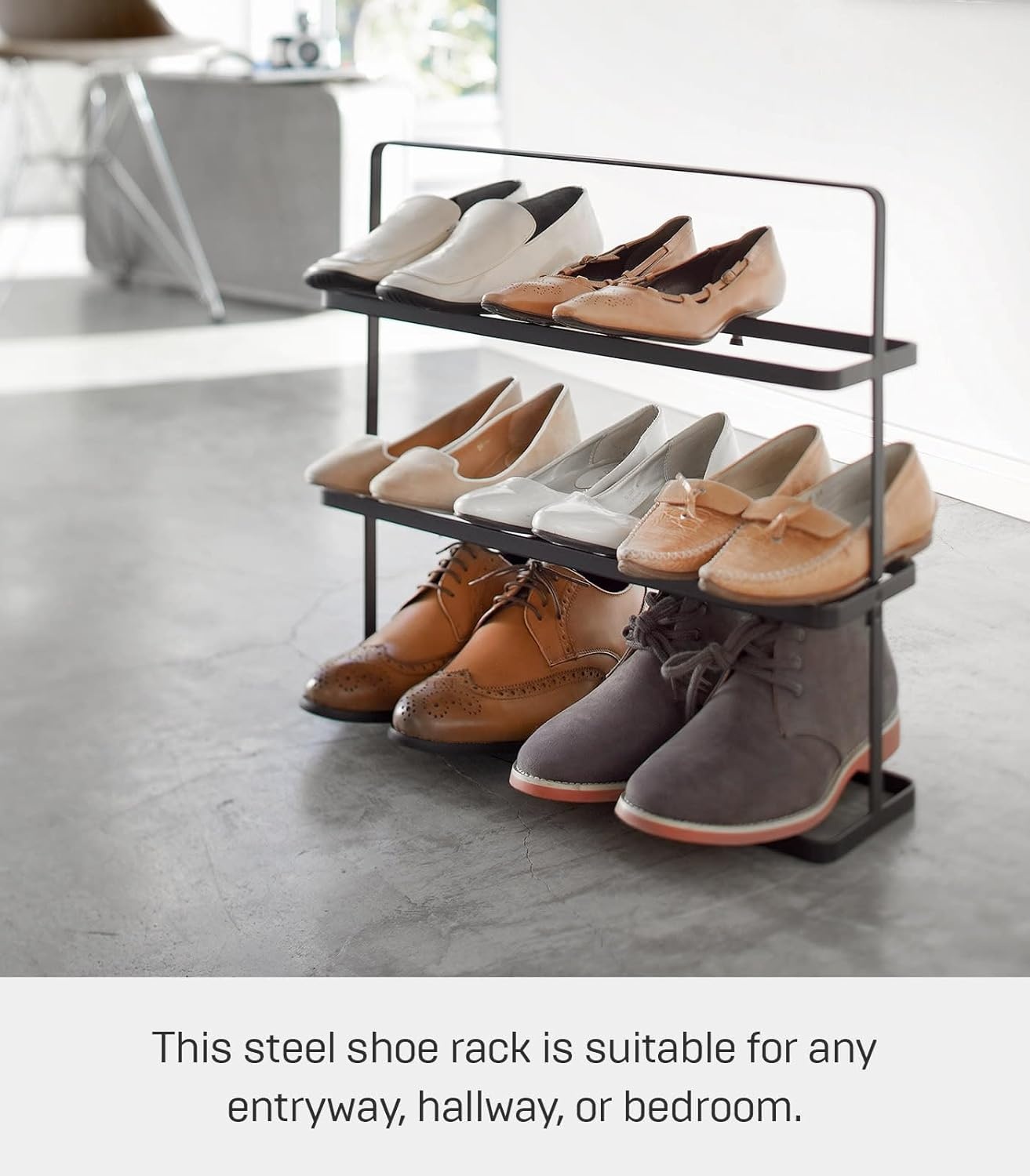 image:imageYAMAZAKI Home Tower Compact Modern Metal Shoe Rack Short 18 Steel Holds 6 To 9 Shoes