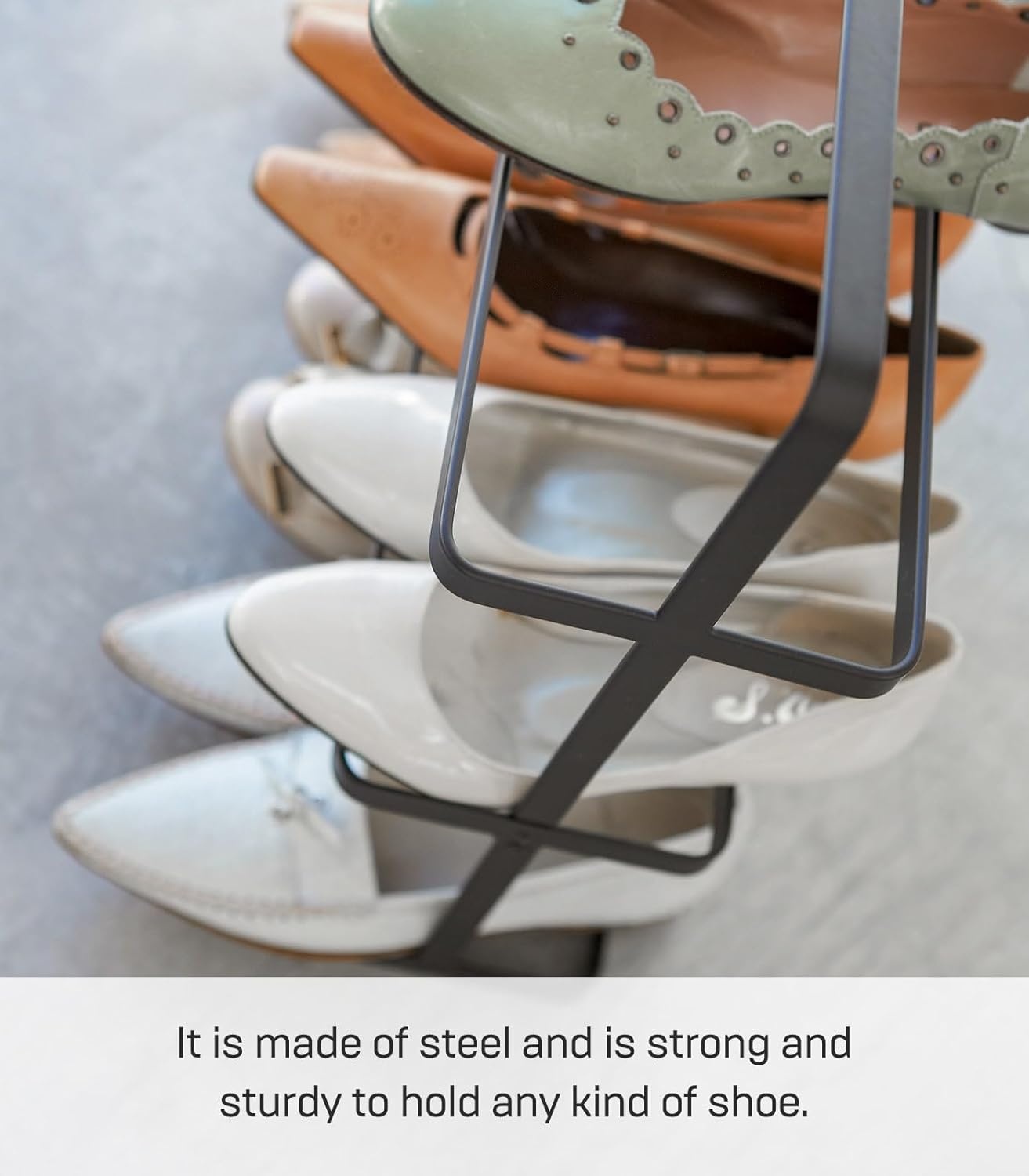 image:imageYAMAZAKI Home Tower Compact Modern Metal Shoe Rack Short 18 Steel Holds 6 To 9 Shoes