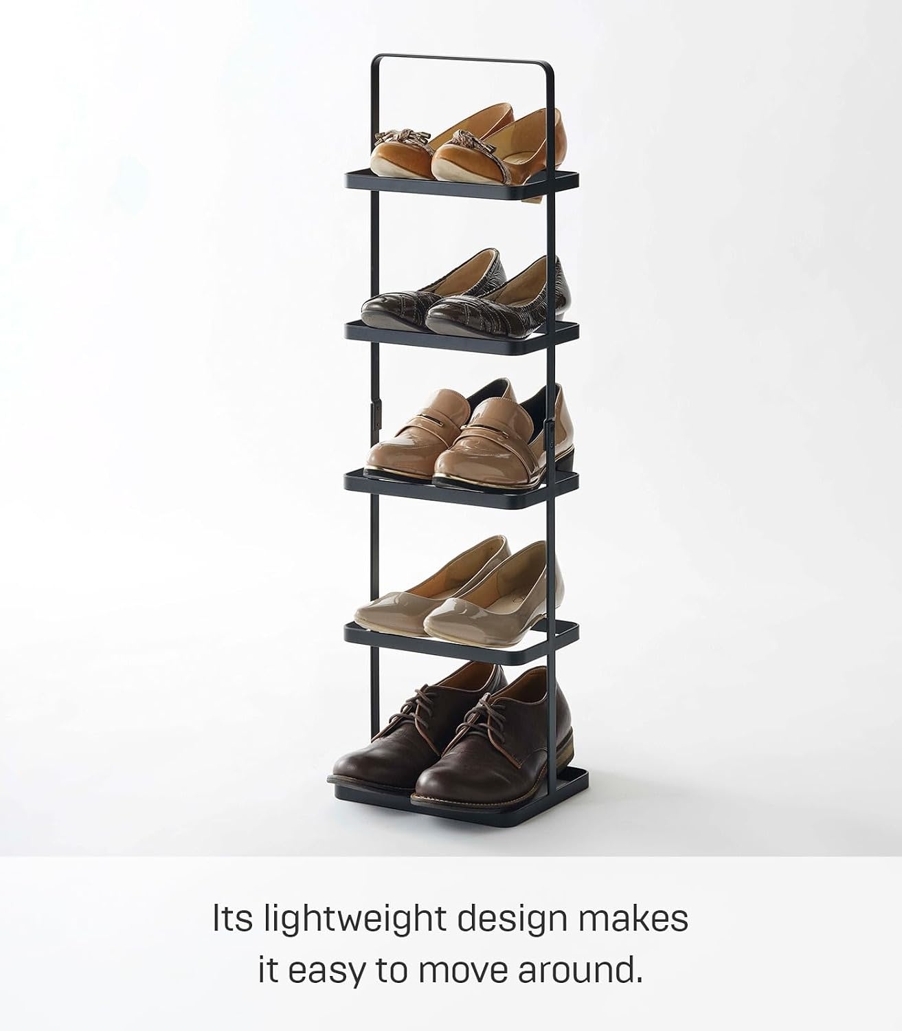 image:imageYAMAZAKI Home Tower Compact Modern Metal Shoe Rack Tall 31 Steel Holds 5 ShoesBlack