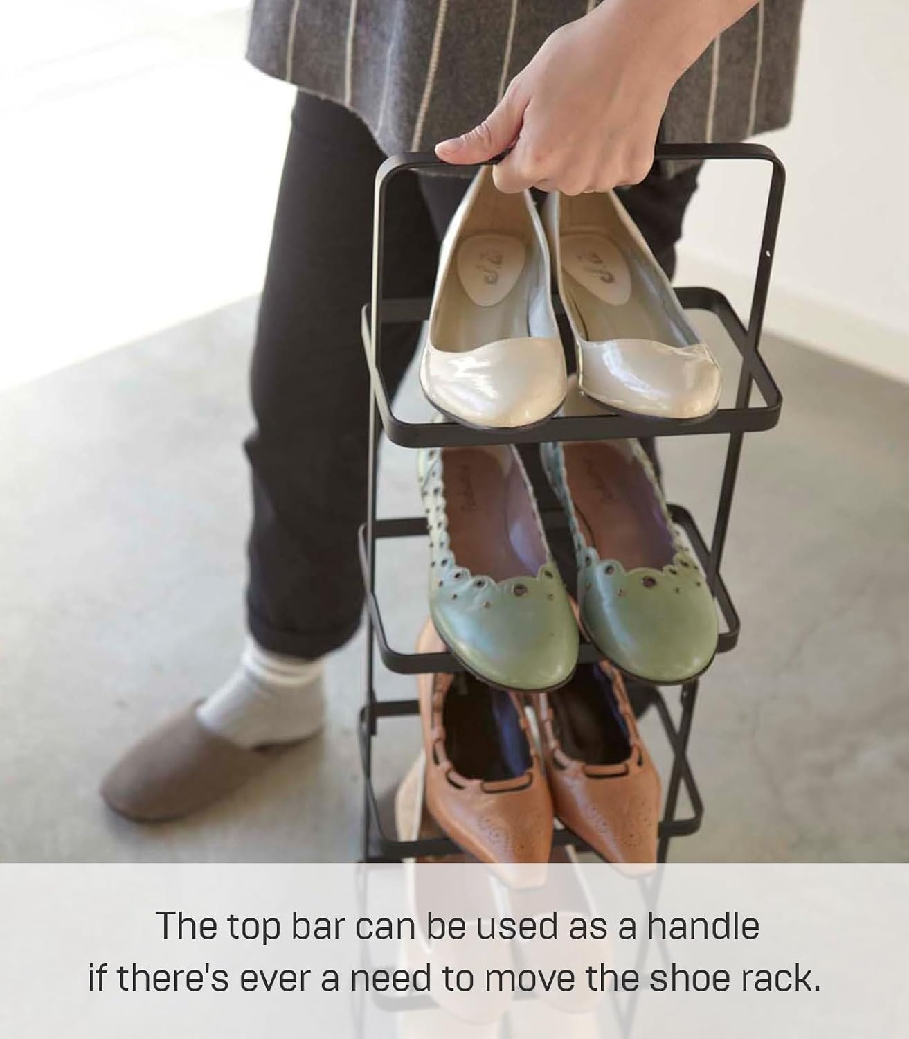 image:imageYAMAZAKI Home Tower Compact Modern Metal Shoe Rack Tall 31 Steel Holds 5 ShoesBlack