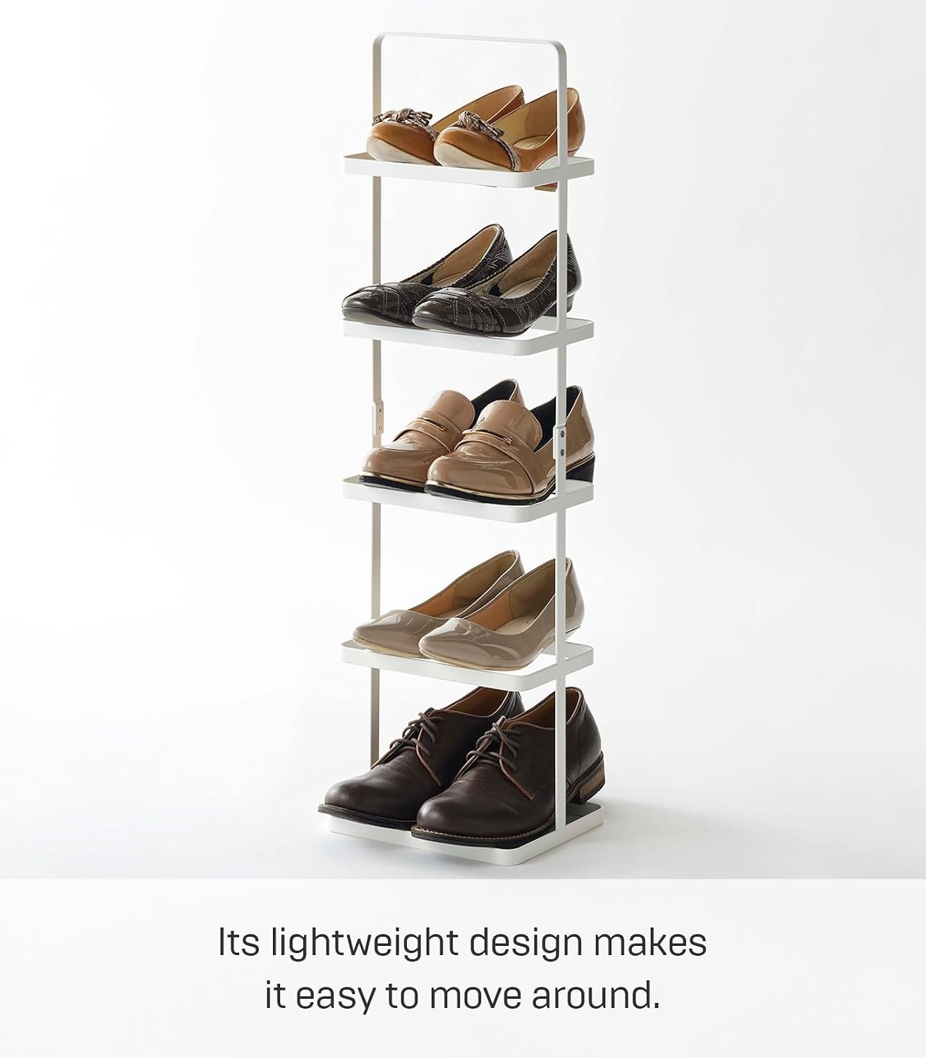 image:imageYAMAZAKI Home Tower Compact Modern Metal Shoe Rack Tall 31 Steel Holds 5 ShoesWhite