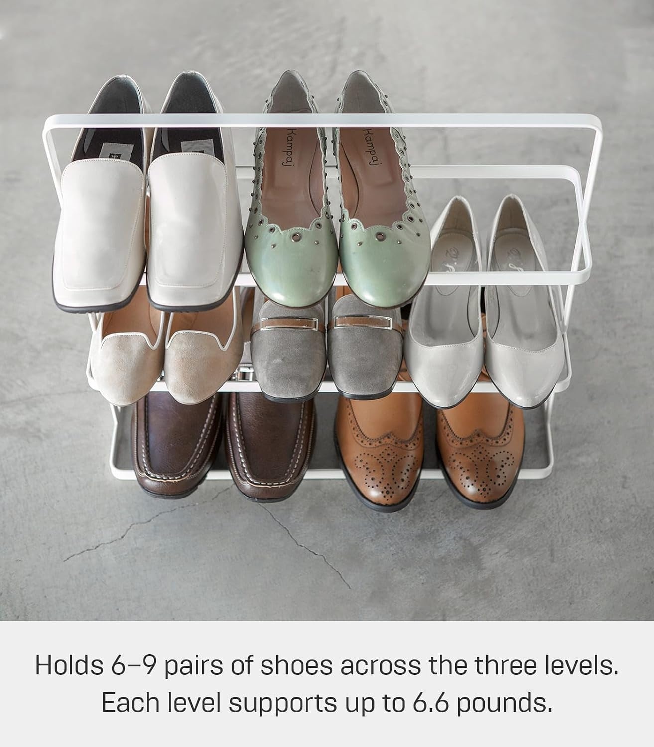 image:imageYAMAZAKI Home Tower Compact Modern Metal Shoe Rack Tall 31 Steel Holds 5 ShoesWhite
