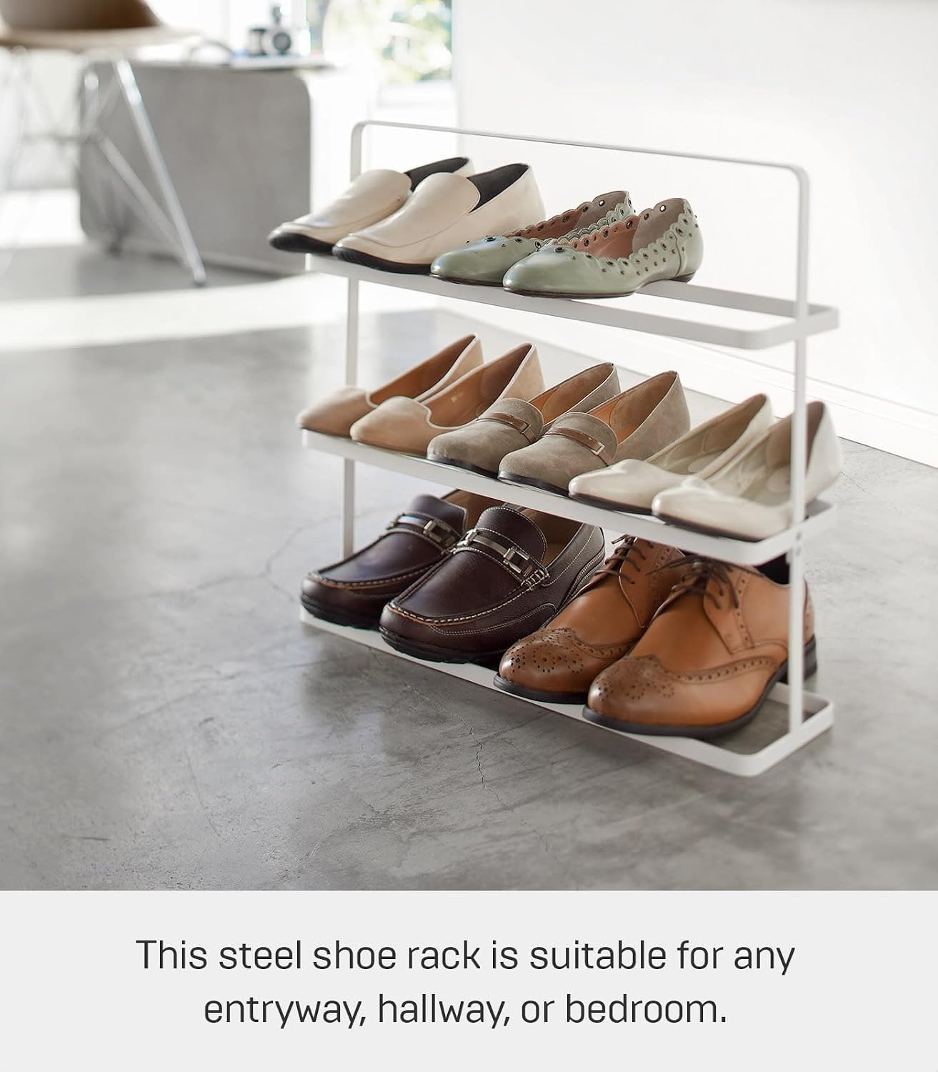 image:imageYAMAZAKI Home Tower Compact Modern Metal Shoe Rack Tall 31 Steel Holds 5 ShoesWhite
