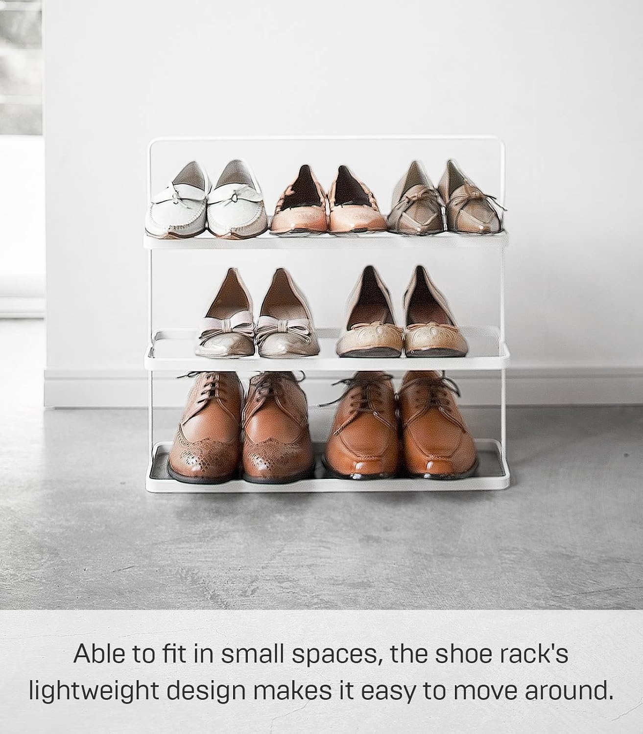 image:imageYAMAZAKI Home Tower Compact Modern Metal Shoe Rack Tall 31 Steel Holds 5 ShoesWhite