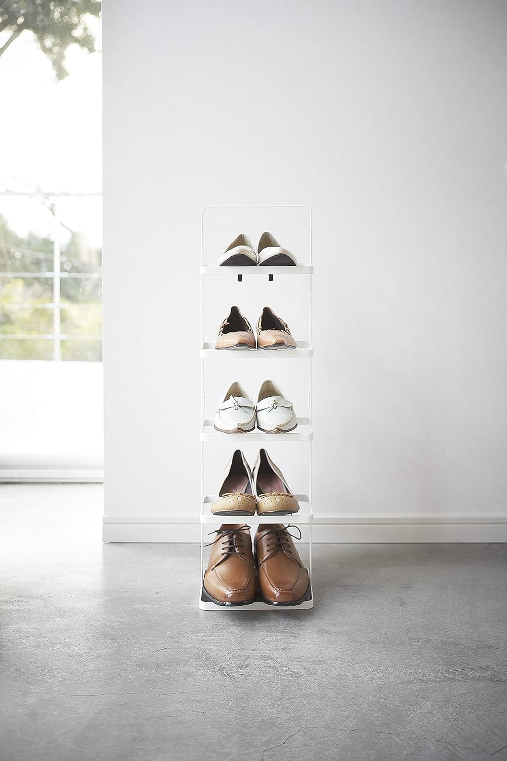image:imageYAMAZAKI Home Tower Compact Modern Metal Shoe Rack Tall 31 Steel Holds 5 ShoesWhite