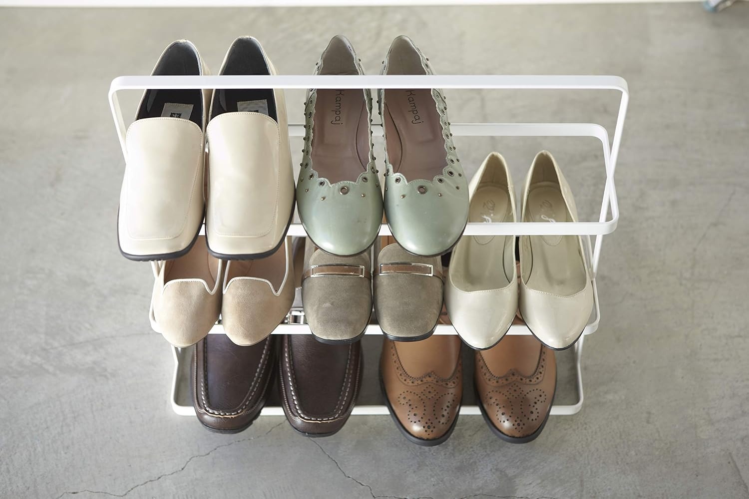 image:imageYAMAZAKI Home Tower Compact Modern Metal Shoe Rack Tall 31 Steel Holds 5 ShoesWhite