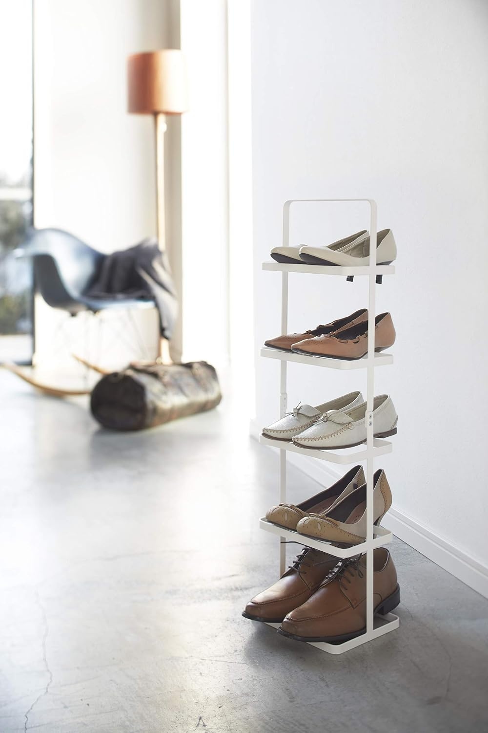 image:imageYAMAZAKI Home Tower Compact Modern Metal Shoe Rack Tall 31 Steel Holds 5 ShoesWhite