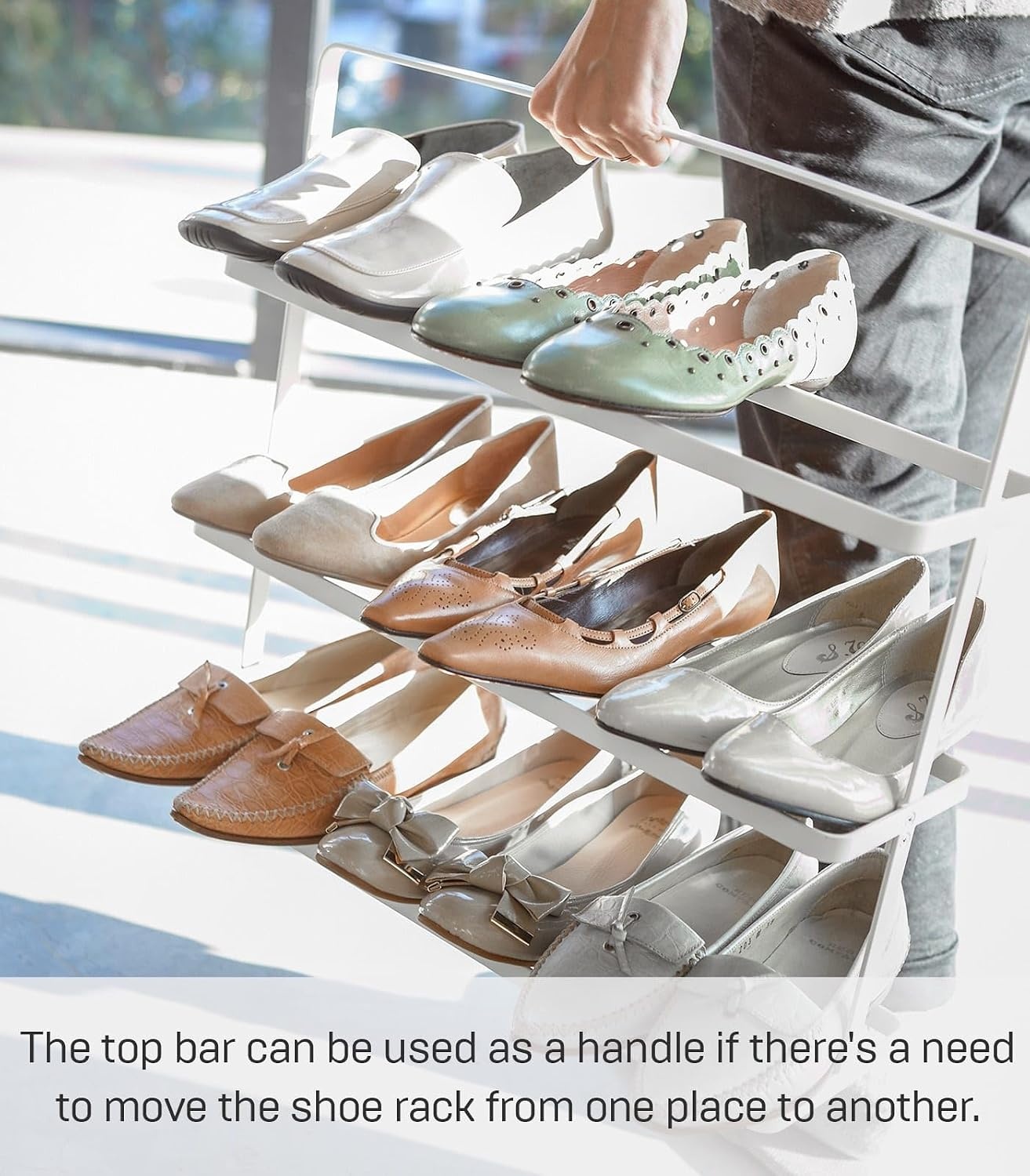 image:imageYAMAZAKI Home Tower Compact Modern Metal Shoe Rack Tall 31 Steel Holds 5 ShoesWhite