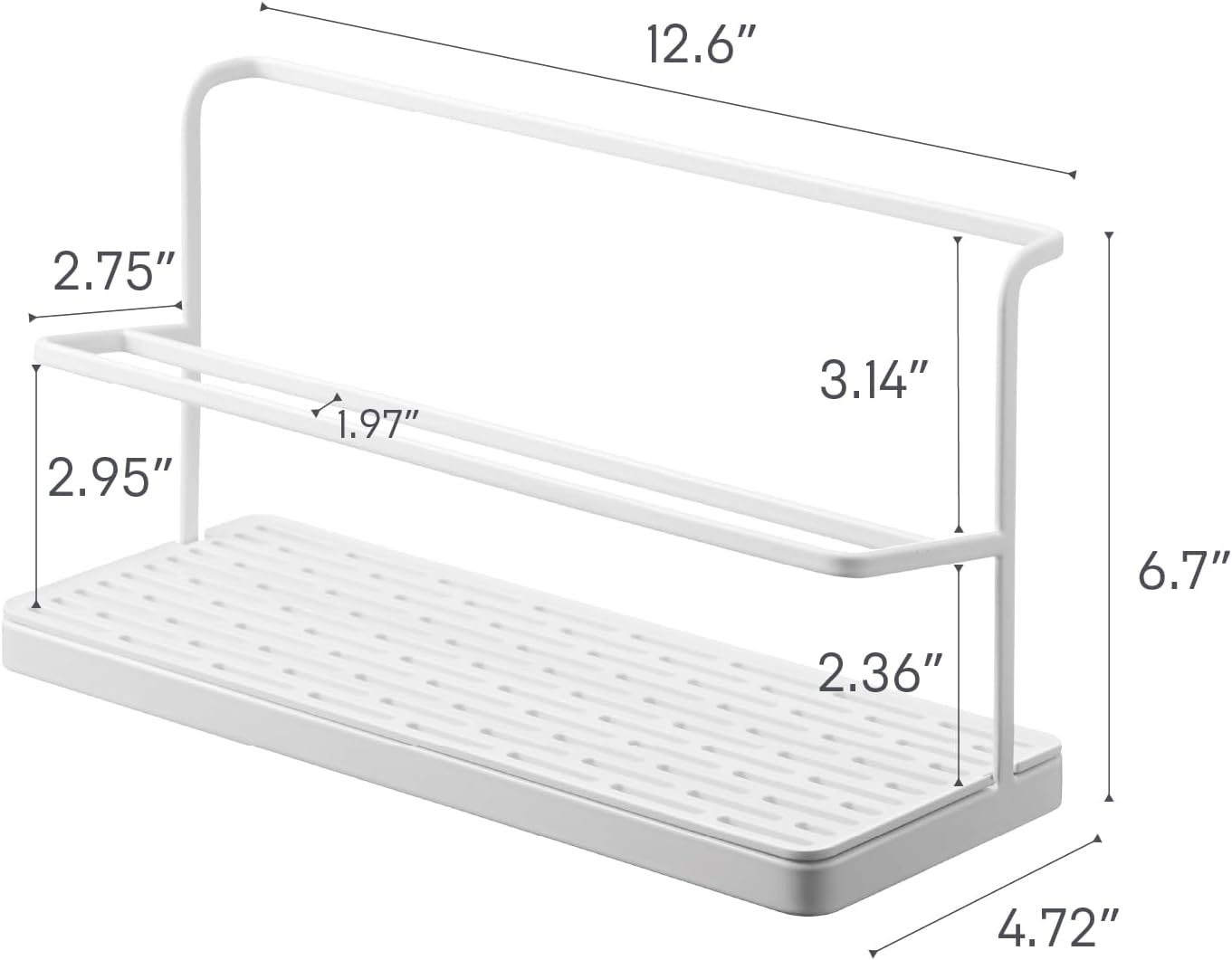 image:imageYAMAZAKI Home Tower Countertop Two Tier Bottle Drying Rack Wide Jug Storage Stand with Drainage Tray for Kitchen Counter for Glass Metal Or Plastic Bottles SteelWhite