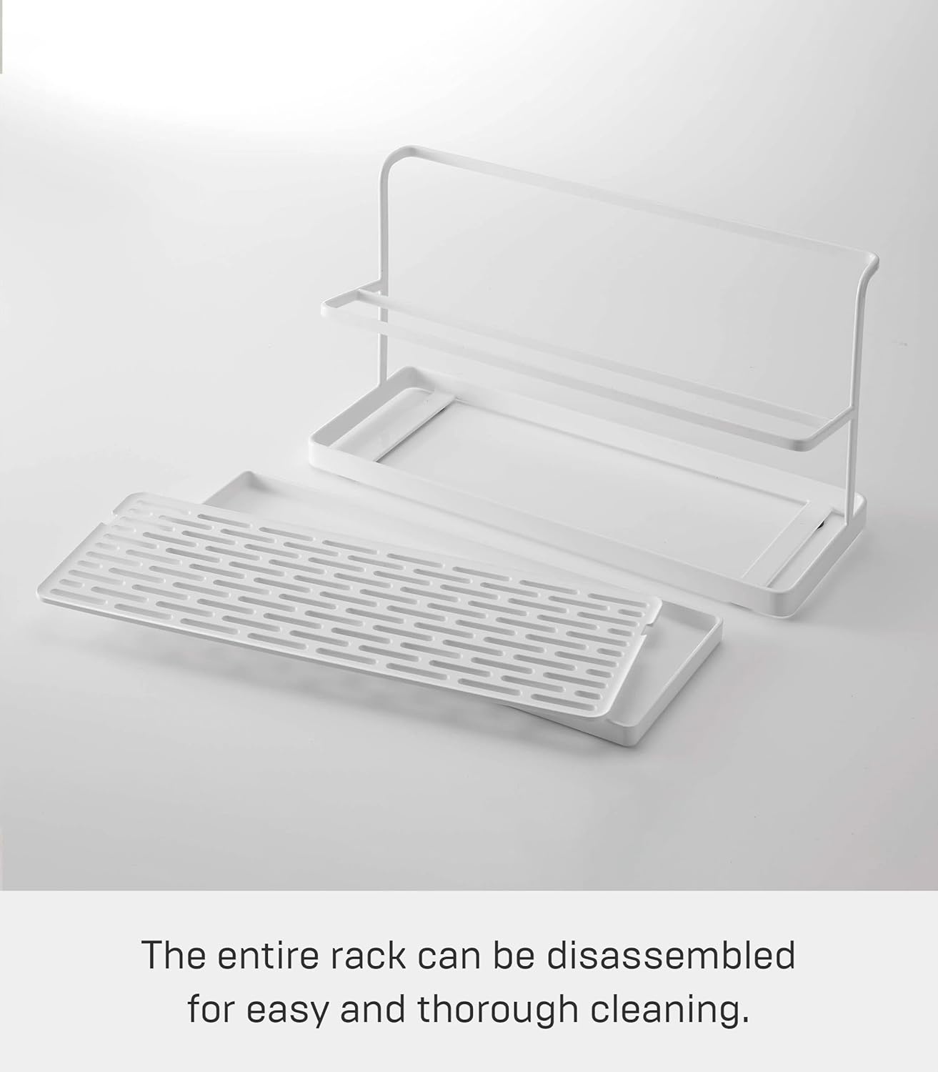 image:imageYAMAZAKI Home Tower Countertop Two Tier Bottle Drying Rack Wide Jug Storage Stand with Drainage Tray for Kitchen Counter for Glass Metal Or Plastic Bottles SteelWhite
