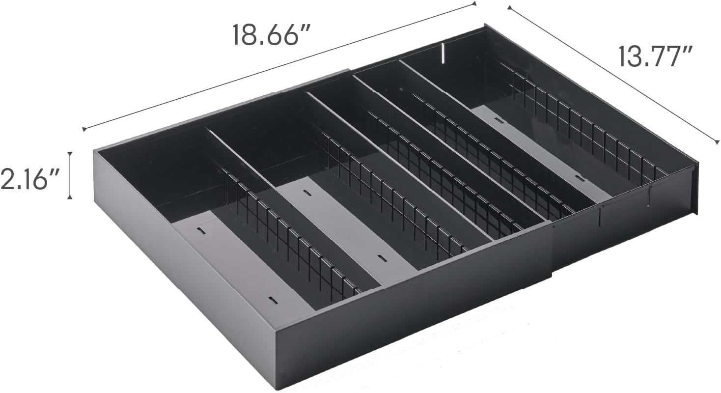 image:imageYAMAZAKI Home Tower Cutlery Drawer Organizer Kitchen Silverware Utensil Storage Tray Expandable Ii Abs PlasticBlack
