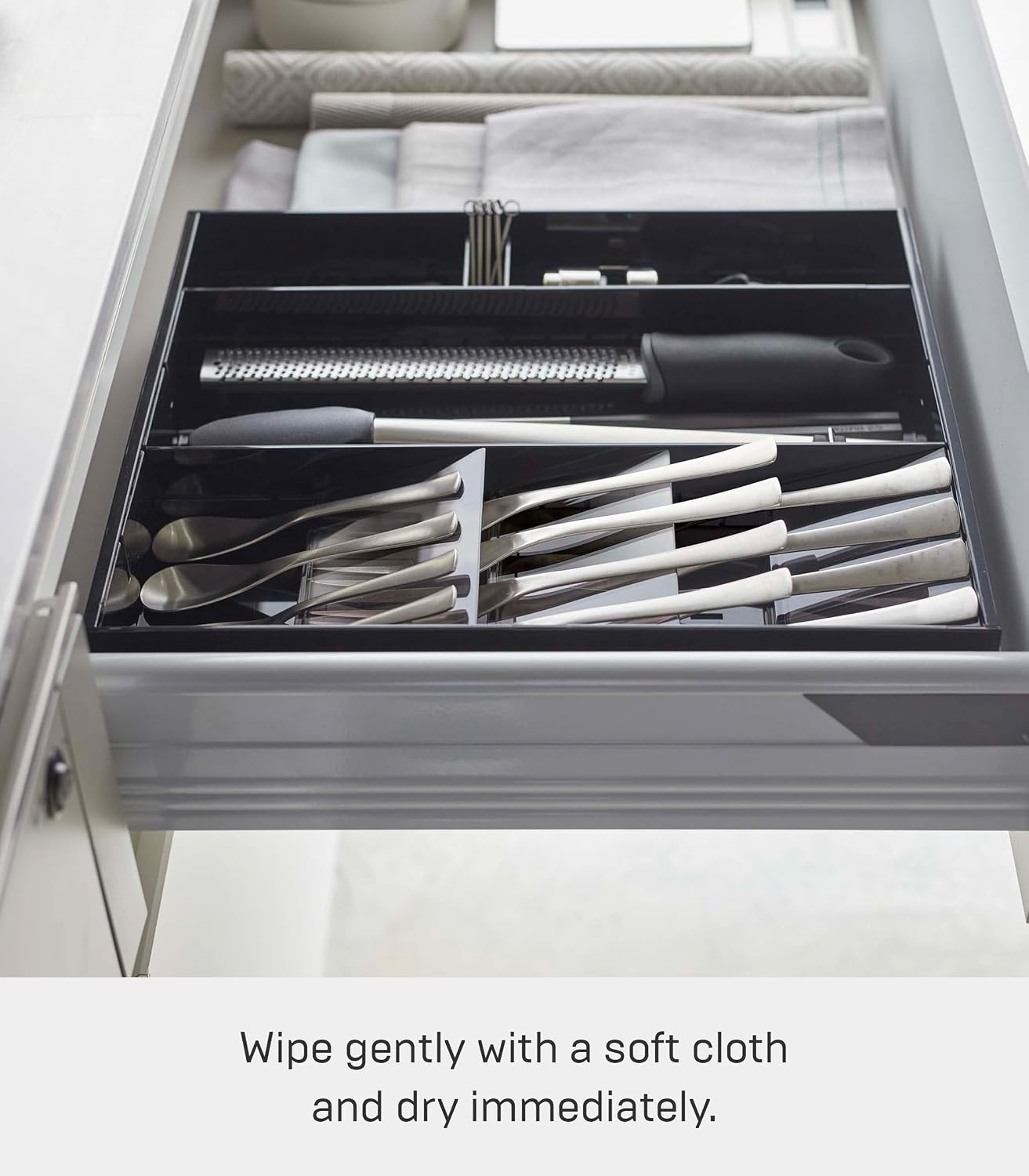 image:imageYAMAZAKI Home Tower Cutlery Drawer Organizer Kitchen Silverware Utensil Storage Tray Expandable Ii Abs PlasticBlack