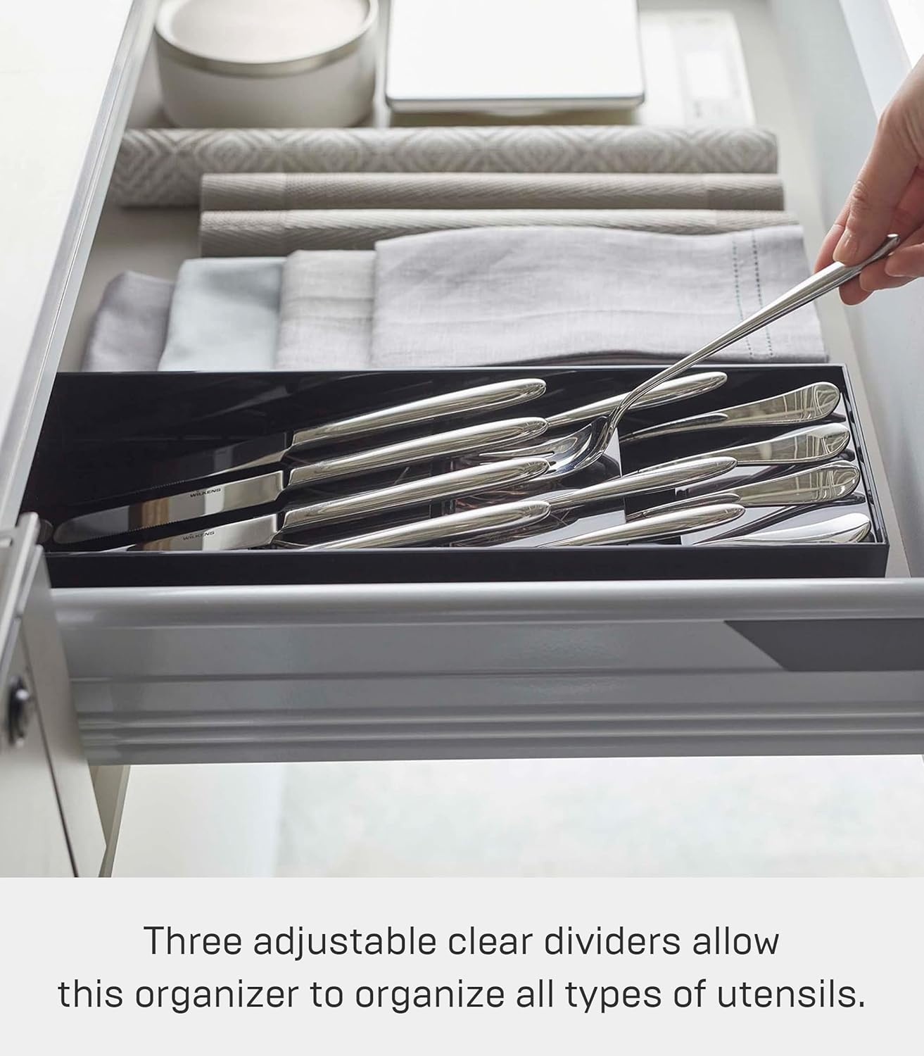image:imageYAMAZAKI Home Tower Cutlery Drawer Organizer Kitchen Silverware Utensil Storage Tray Expandable Ii Abs PlasticBlack