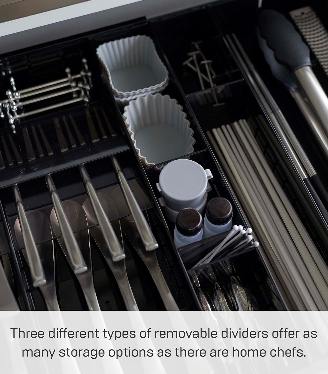 image:imageYAMAZAKI Home Tower Cutlery Drawer Organizer Kitchen Silverware Utensil Storage Tray Expandable Ii Abs PlasticBlack