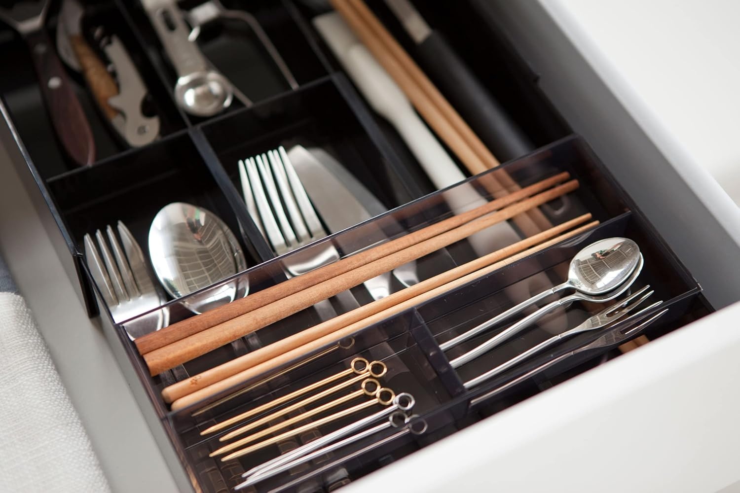 image:imageYAMAZAKI Home Tower Cutlery Drawer Organizer Kitchen Silverware Utensil Storage Tray Expandable Ii Abs PlasticBlack