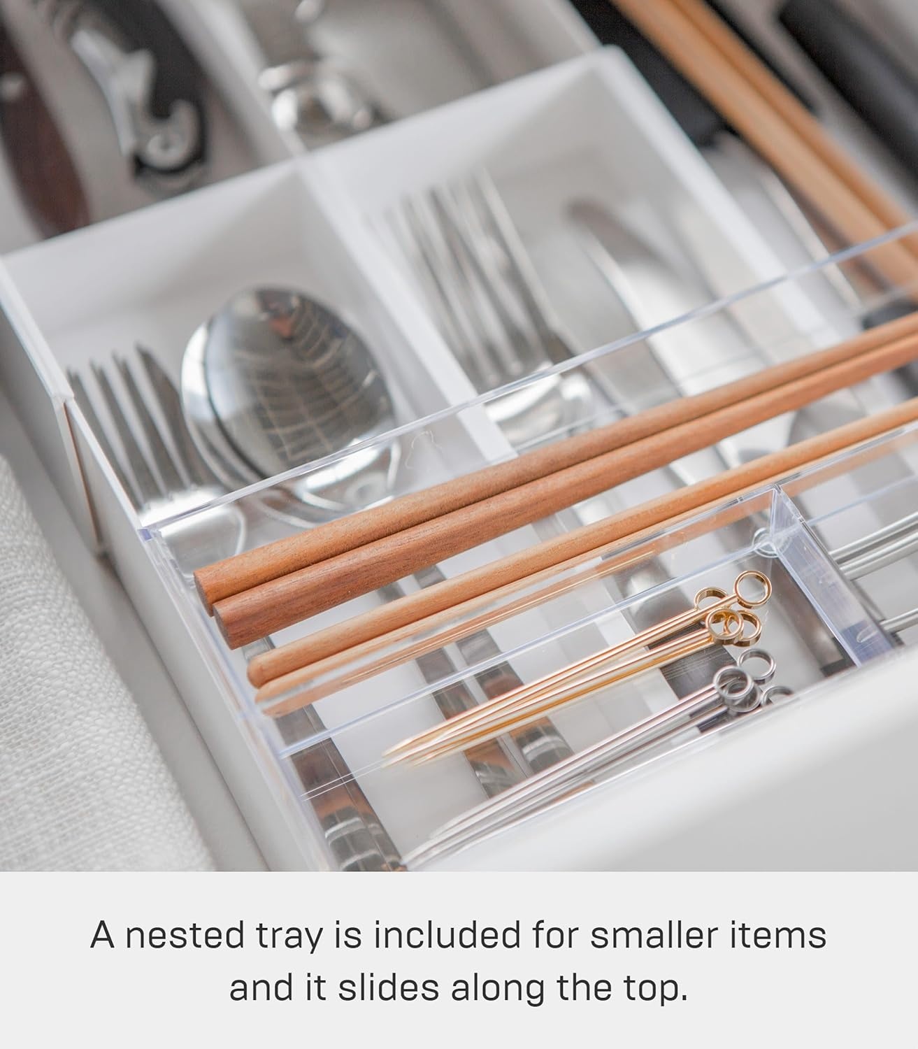 image:imageYAMAZAKI Home Tower Cutlery Drawer Organizer Kitchen Silverware Utensil Storage Tray Expandable Ii Abs PlasticWhite