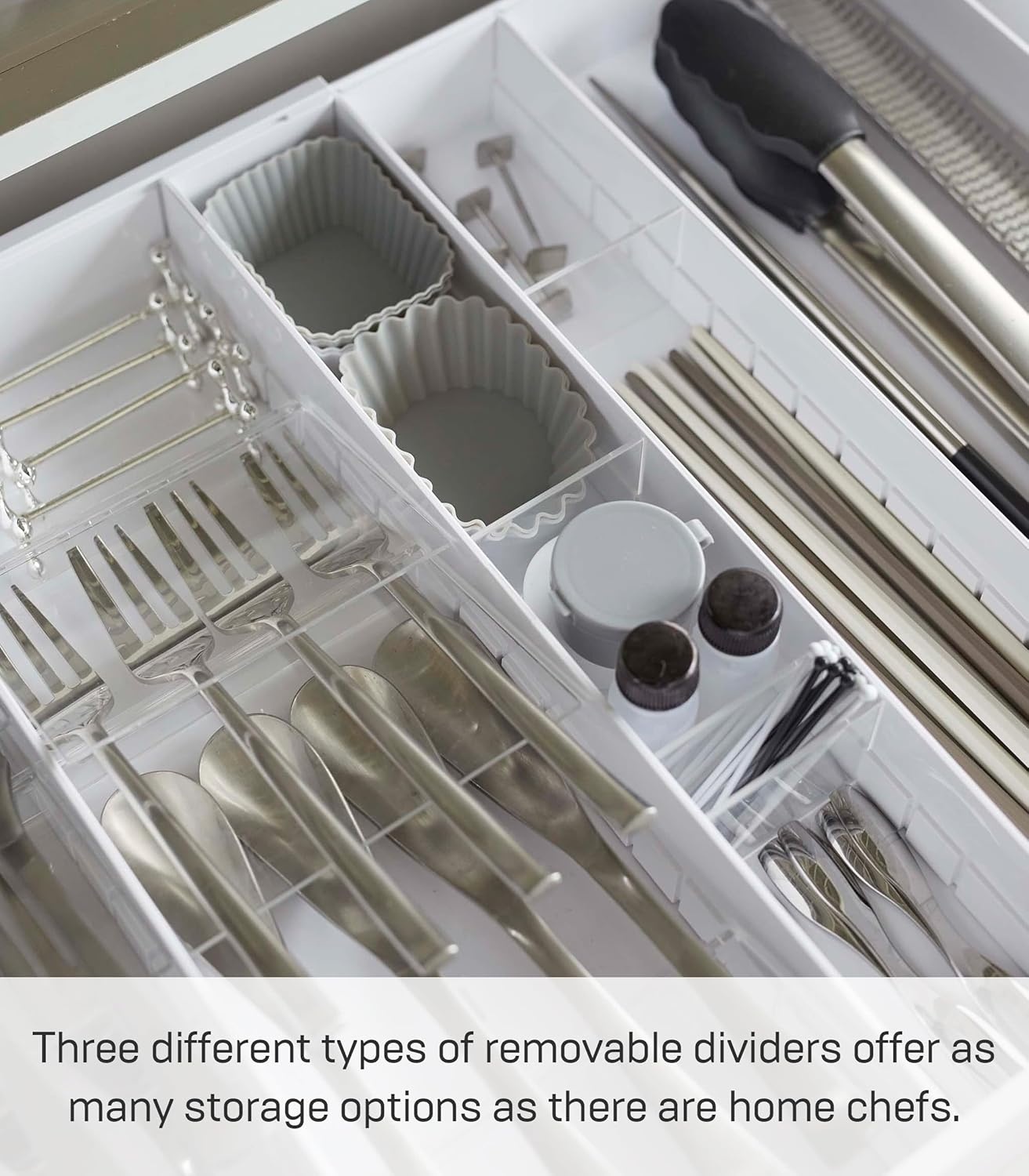 image:imageYAMAZAKI Home Tower Cutlery Drawer Organizer Kitchen Silverware Utensil Storage Tray Expandable Ii Abs PlasticWhite