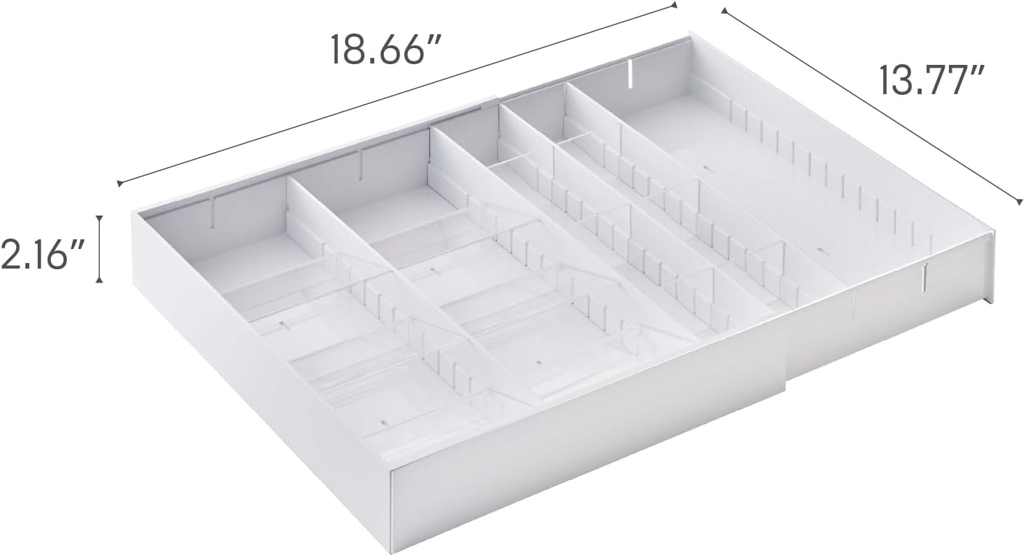 image:imageYAMAZAKI Home Tower Cutlery Drawer Organizer Kitchen Silverware Utensil Storage Tray Expandable Ii Abs PlasticWhite
