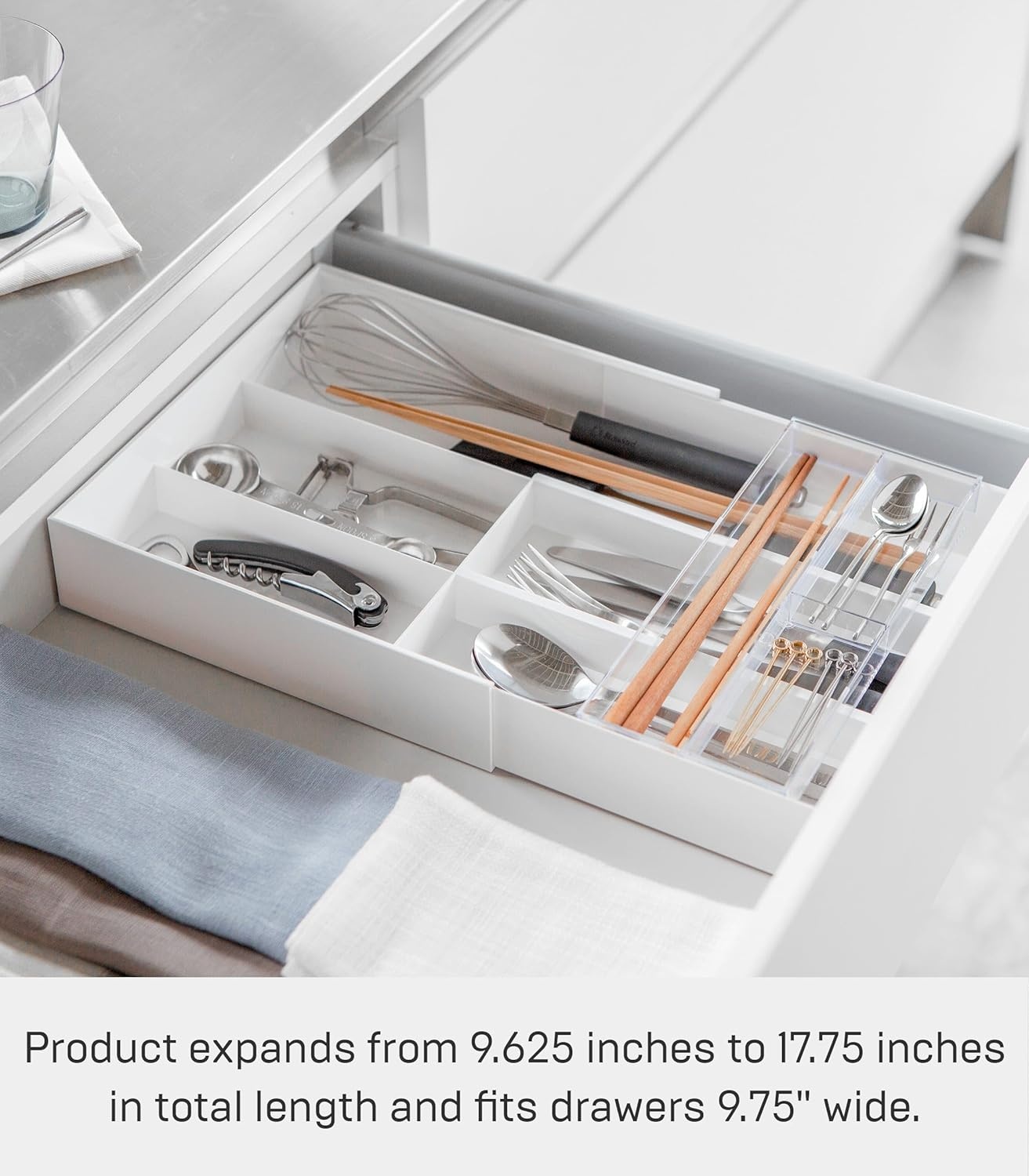 image:imageYAMAZAKI Home Tower Cutlery Drawer Organizer Kitchen Silverware Utensil Storage Tray Expandable Ii Abs PlasticWhite