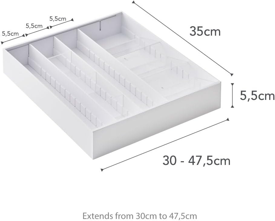 image:imageYAMAZAKI Home Tower Cutlery Drawer Organizer Kitchen Silverware Utensil Storage Tray Expandable Ii Abs PlasticWhite