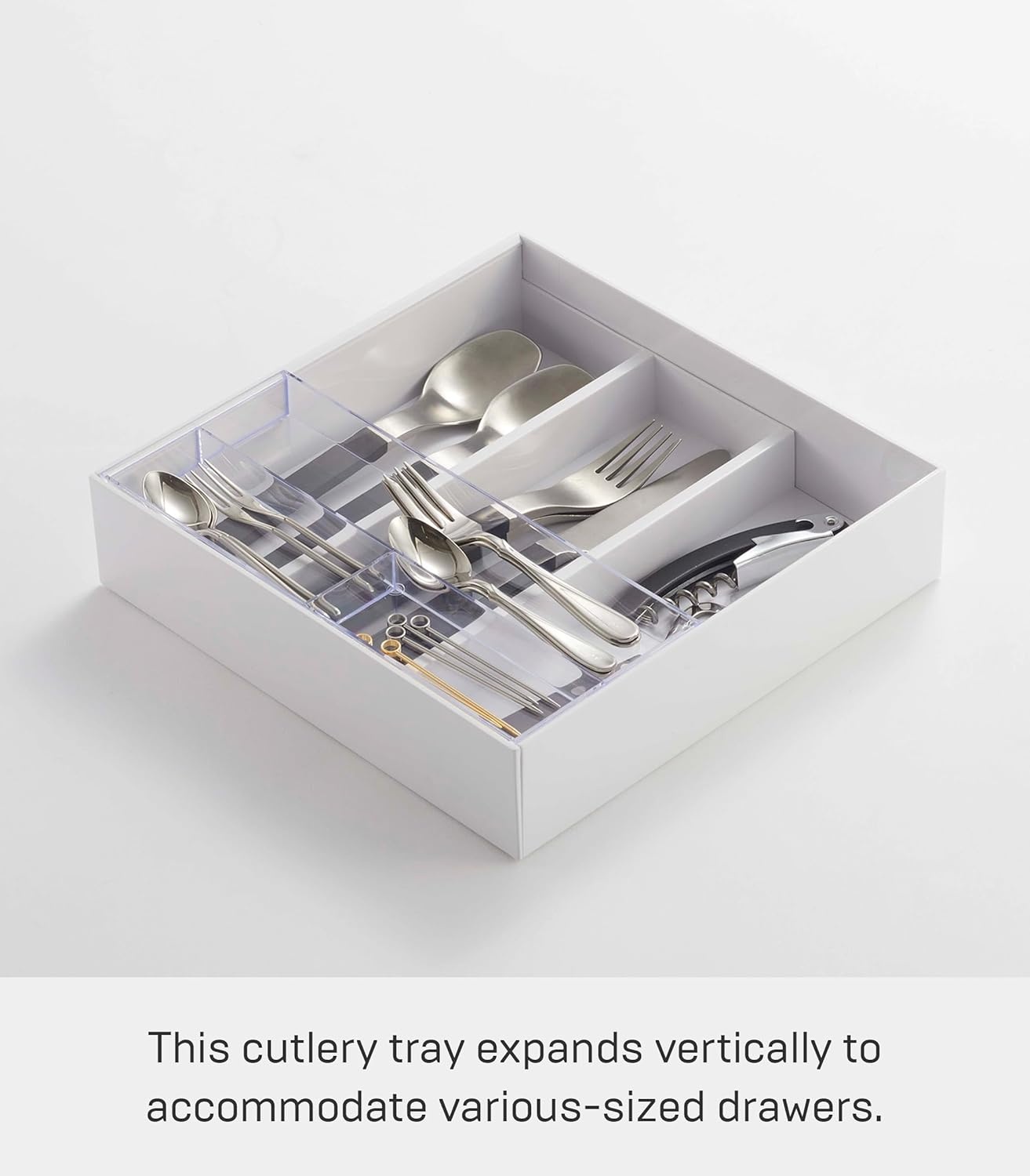 image:imageYAMAZAKI Home Tower Cutlery Drawer Organizer Kitchen Silverware Utensil Storage Tray Expandable Ii Abs PlasticWhite