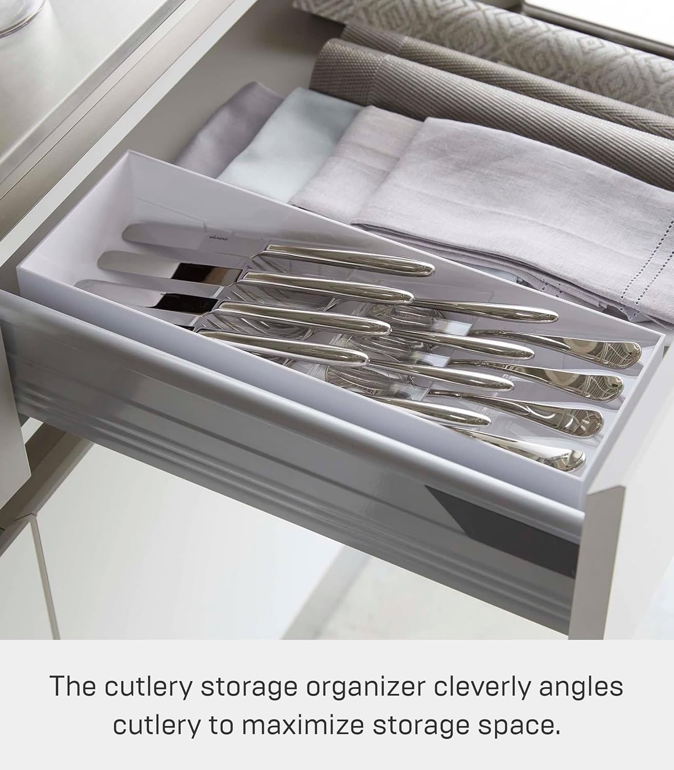image:imageYAMAZAKI Home Tower Cutlery Drawer Organizer Kitchen Silverware Utensil Storage Tray Expandable Ii Abs PlasticWhite