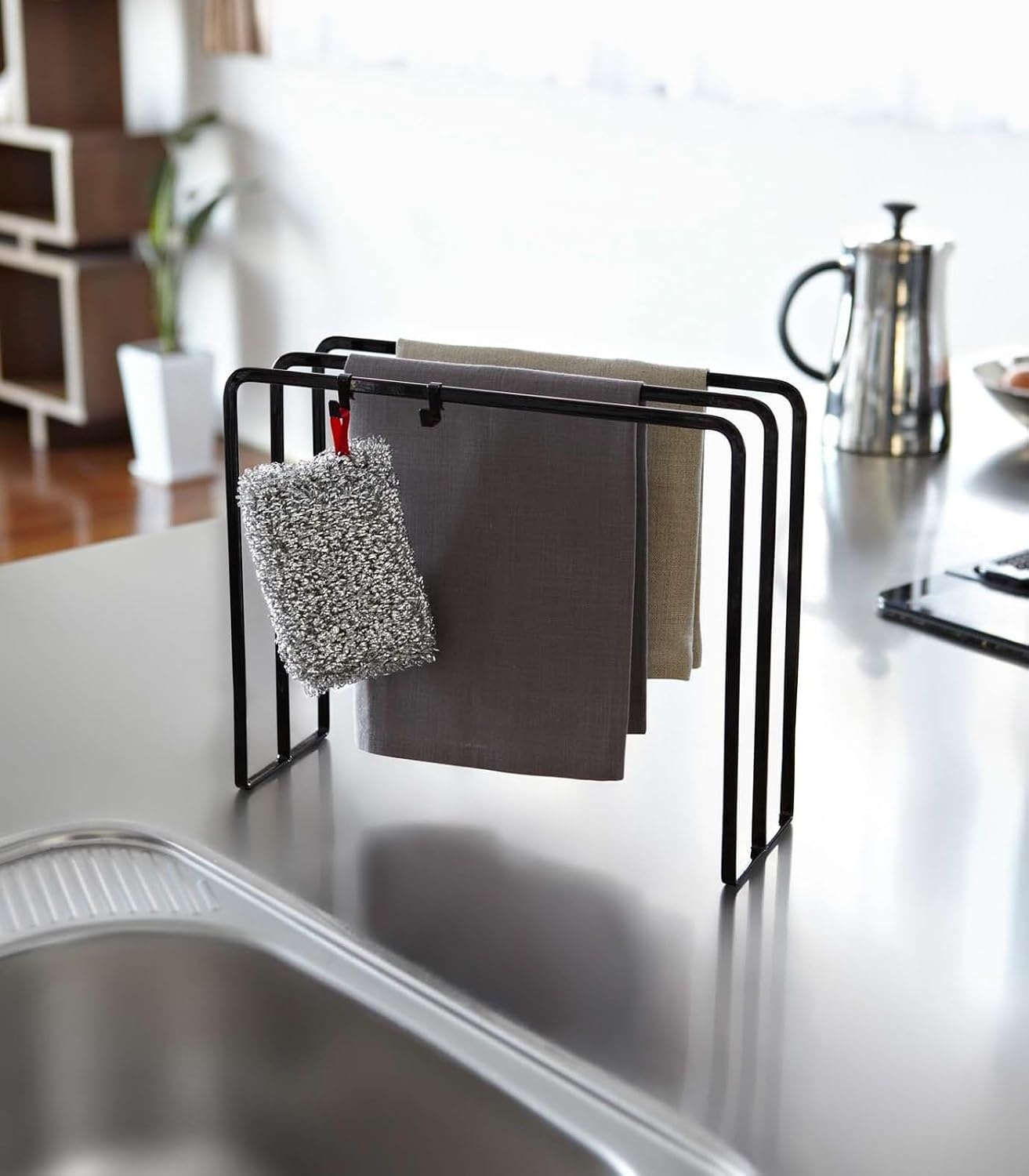 image:imageYAMAZAKI Home Tower Dishcloth Hanger SteelBlack