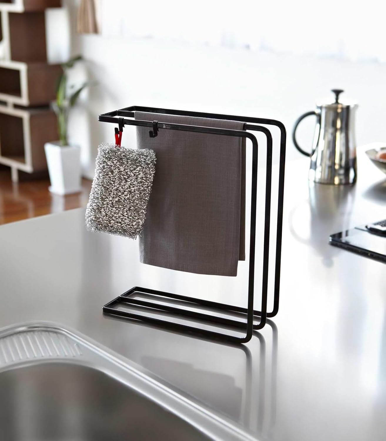 image:imageYAMAZAKI Home Tower Dishcloth Hanger SteelBlack