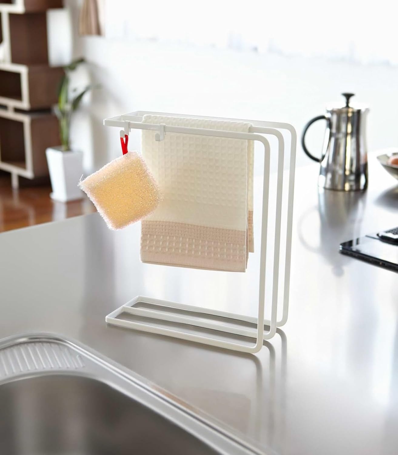 image:imageYAMAZAKI Home Tower Dishcloth Hanger SteelWhite